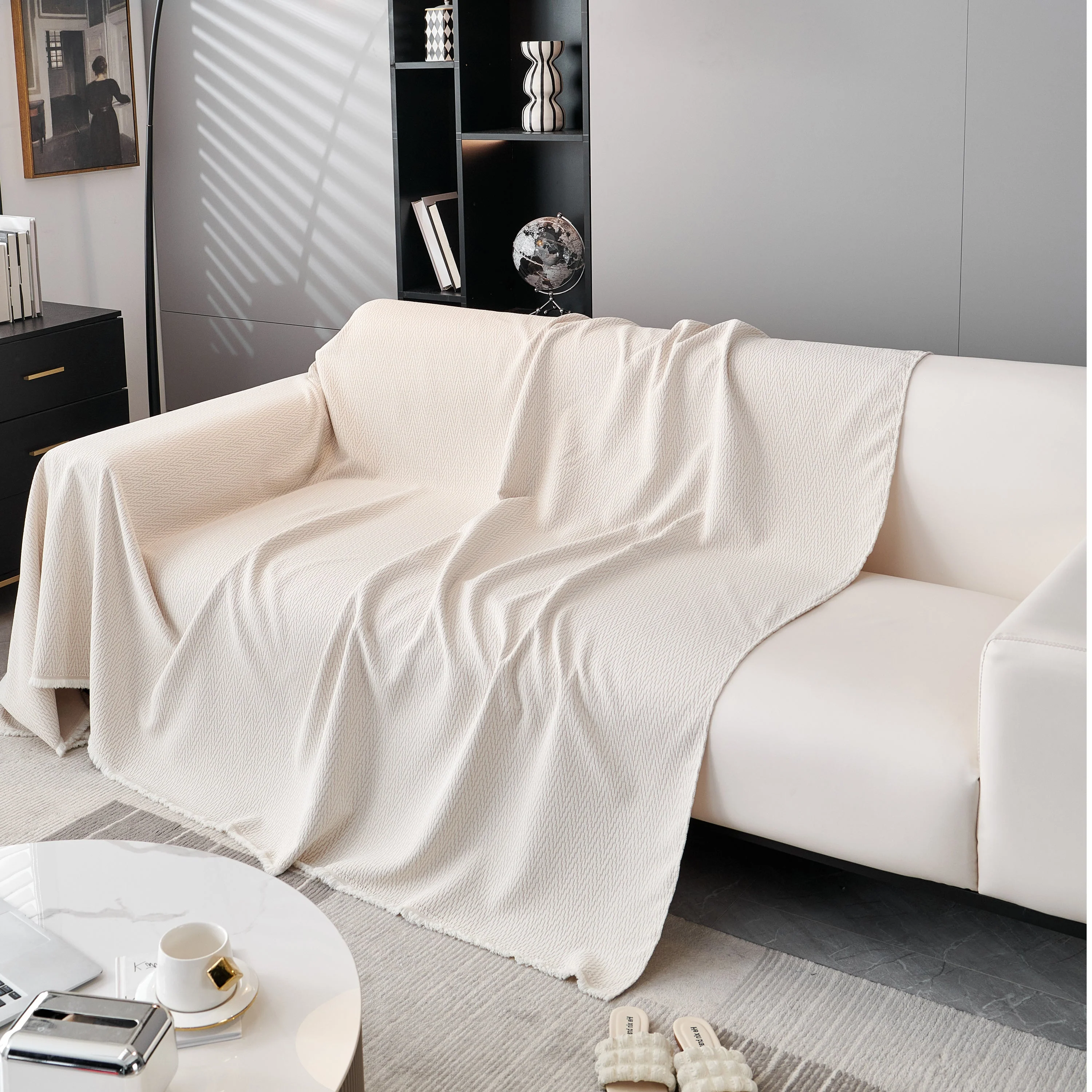 Waterproof Scratch Proof Herringbone Large Throw Blanket for Couch, Chenille Couch Cushion Covers for Pets - Image 22