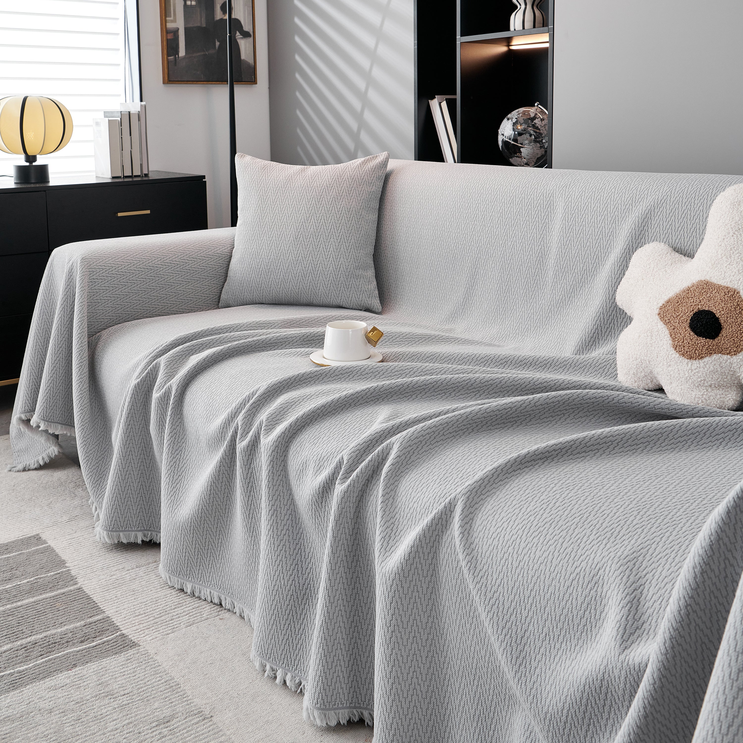 Waterproof Scratch Proof Herringbone Large Throw Blanket for Couch, Chenille Couch Cushion Covers for Pets - Image 35