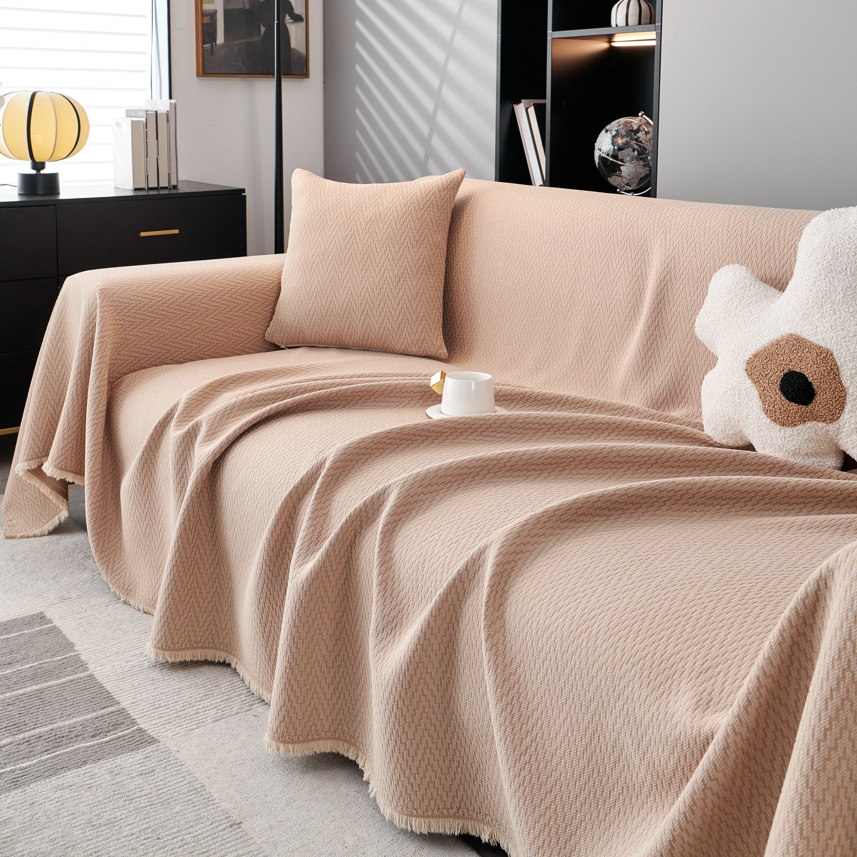 Waterproof Scratch Proof Herringbone Large Throw Blanket for Couch, Chenille Couch Cushion Covers for Pets - Image 7