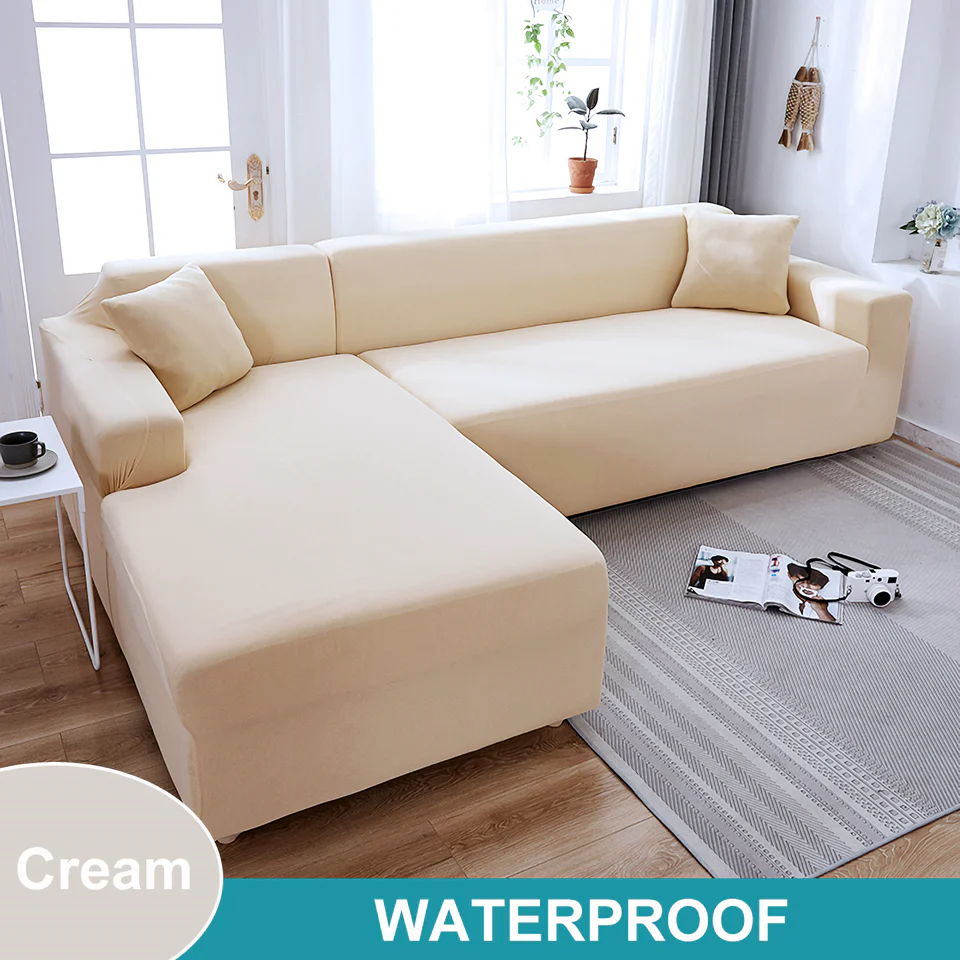 Waterproof Sofa Cover for Living Room - Elastic Solid L Shaped Corner Sofa Cover - Fits 1/2/3/4 Seater Sofa, Couch, Armchair - Image 15