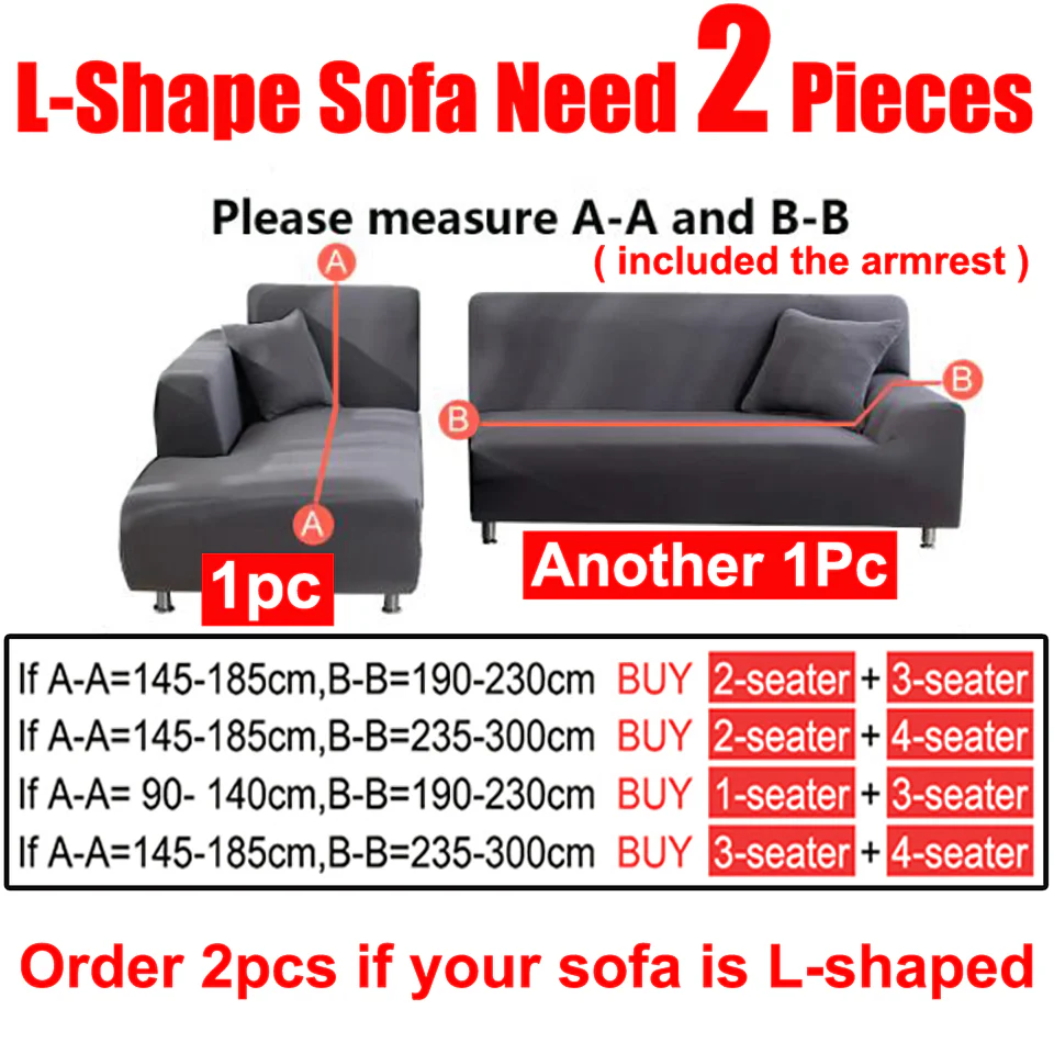 Waterproof Sofa Cover for Living Room - Elastic Solid L Shaped Corner Sofa Cover - Fits 1/2/3/4 Seater Sofa, Couch, Armchair - Image 2