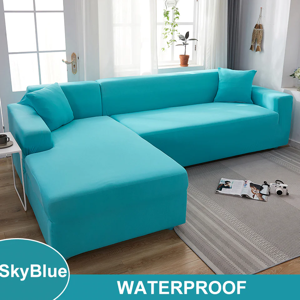 Waterproof Sofa Cover for Living Room - Elastic Solid L Shaped Corner Sofa Cover - Fits 1/2/3/4 Seater Sofa, Couch, Armchair - Image 20
