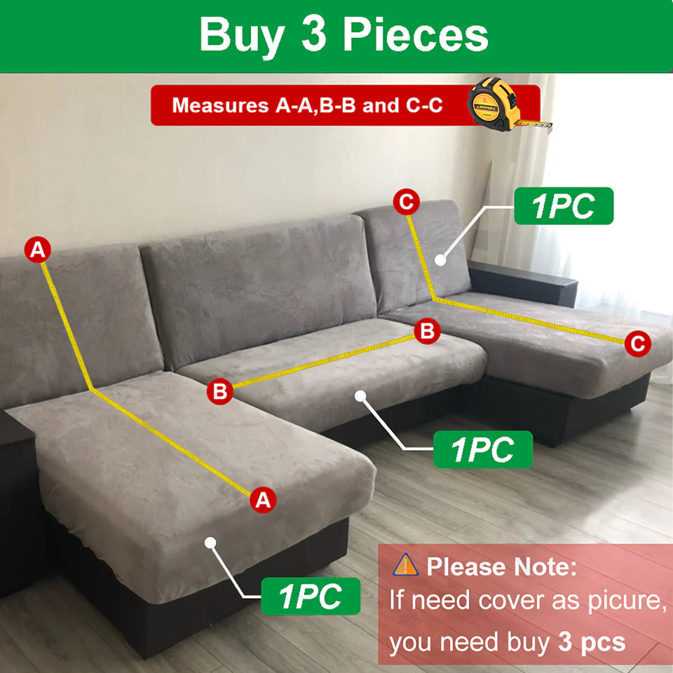Waterproof Sofa Cover for Living Room - Elastic Solid L Shaped Corner Sofa Cover - Fits 1/2/3/4 Seater Sofa, Couch, Armchair - Image 4
