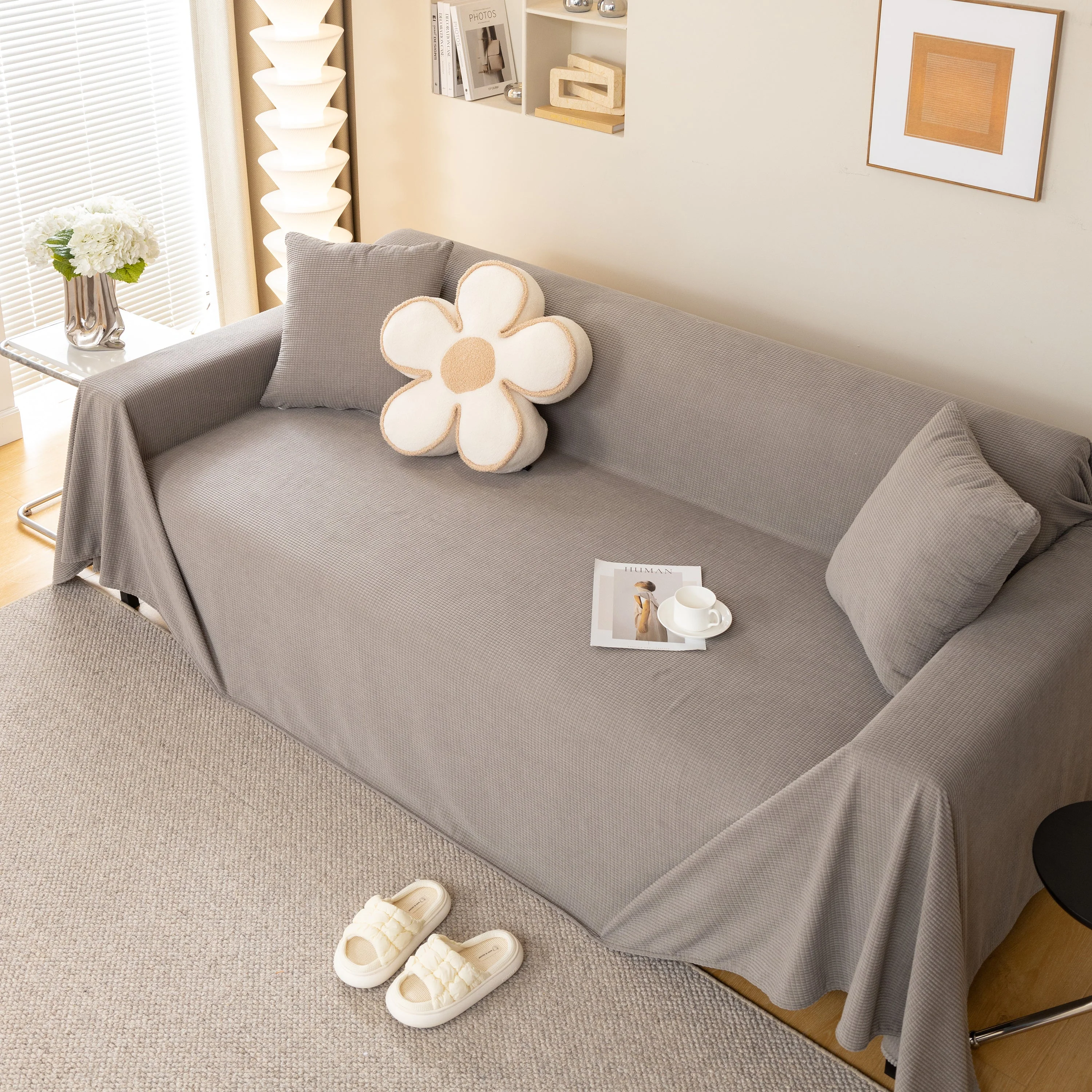 Waterproof Soft Cotton Plush Couch Cover Blanket, Extra Large Furniture Decoration Cover Sofa Slipcovers - Image 58