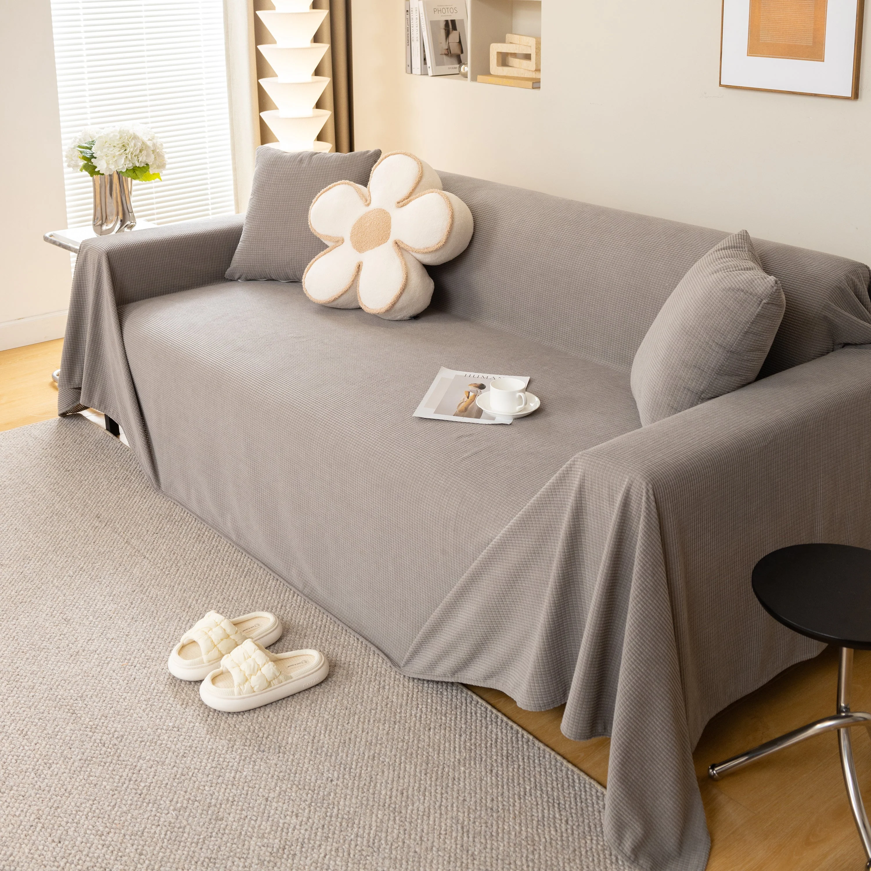 Waterproof Soft Cotton Plush Couch Cover Blanket, Extra Large Furniture Decoration Cover Sofa Slipcovers - Image 60