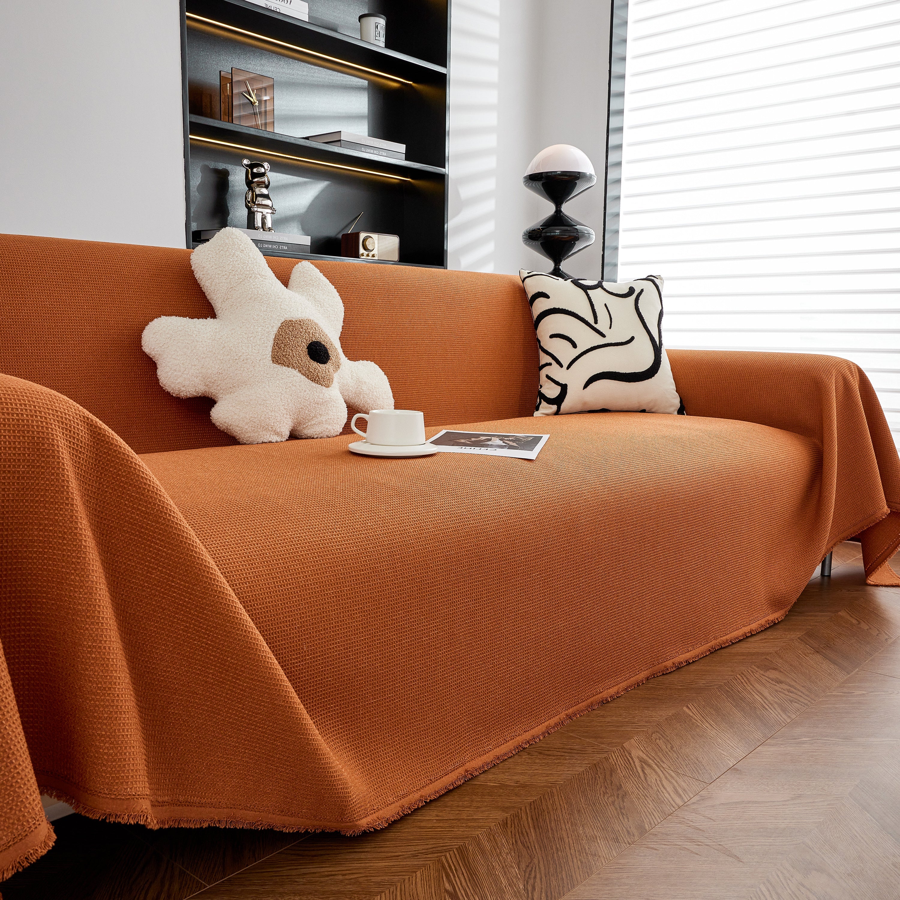 Waterproof Waffle Lattice Sofa Throw, Sofa Towel Cover for Couches, Simple Sofa Cover Blanket - Image 100