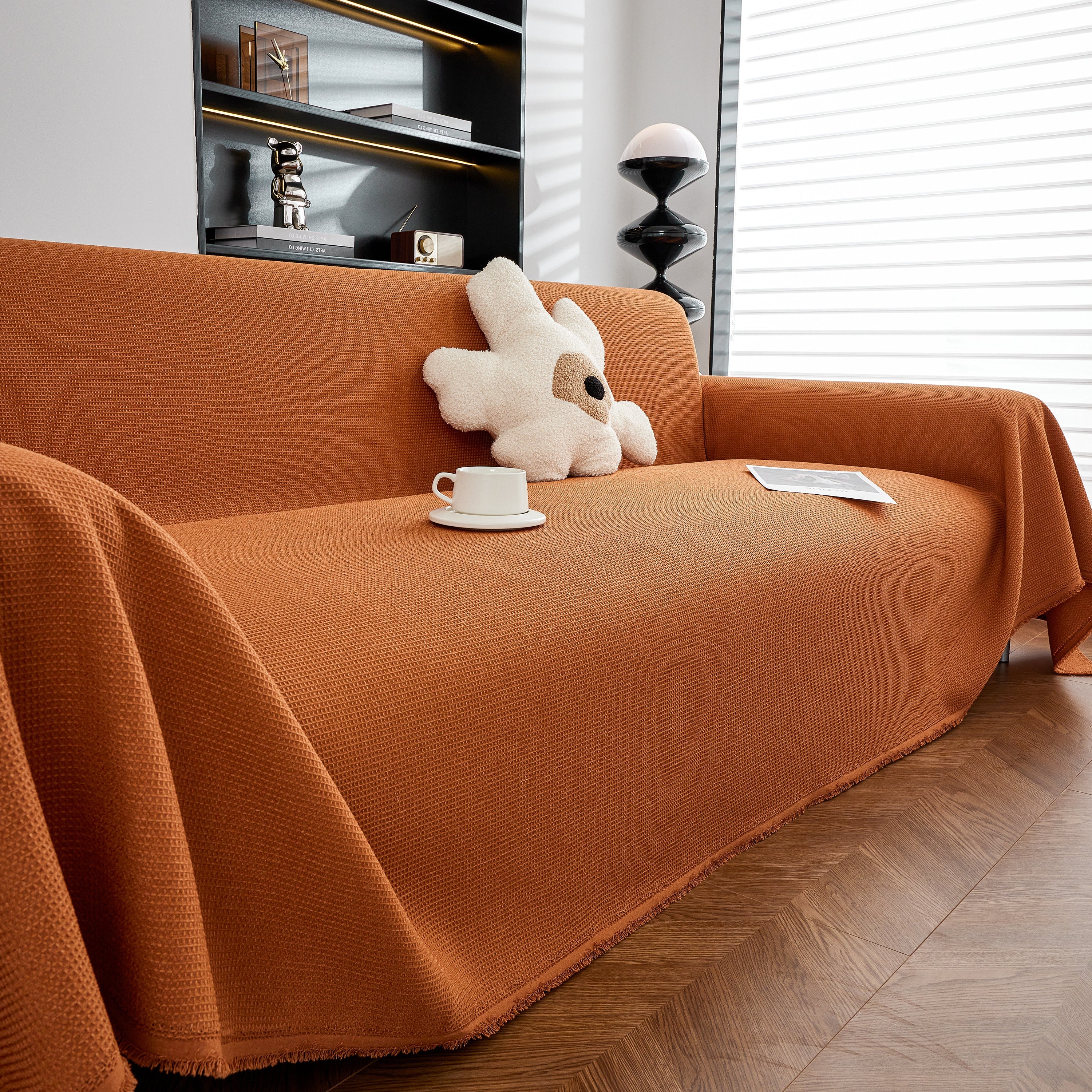Waterproof Waffle Lattice Sofa Throw, Sofa Towel Cover for Couches, Simple Sofa Cover Blanket - Image 101