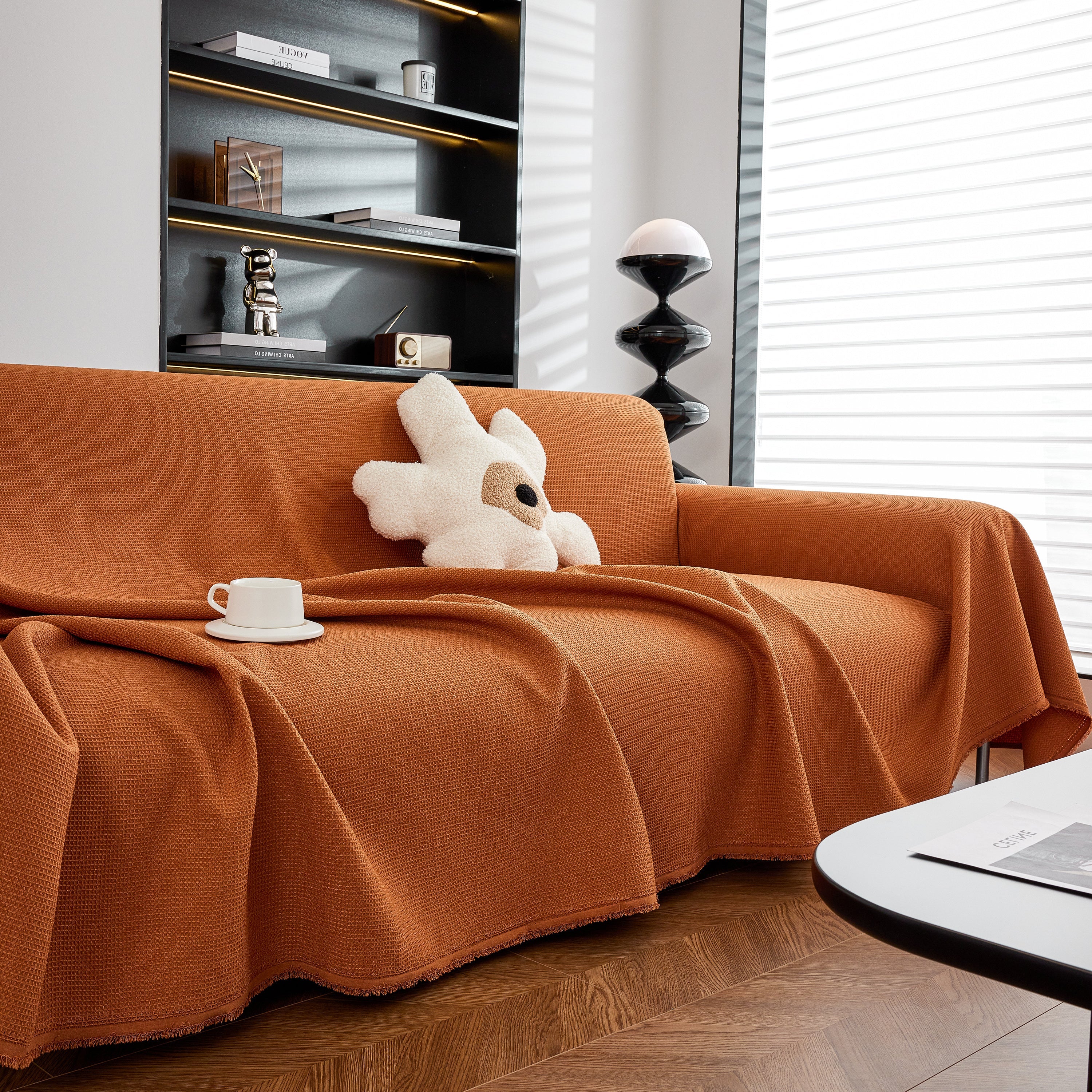 Waterproof Waffle Lattice Sofa Throw, Sofa Towel Cover for Couches, Simple Sofa Cover Blanket - Image 102