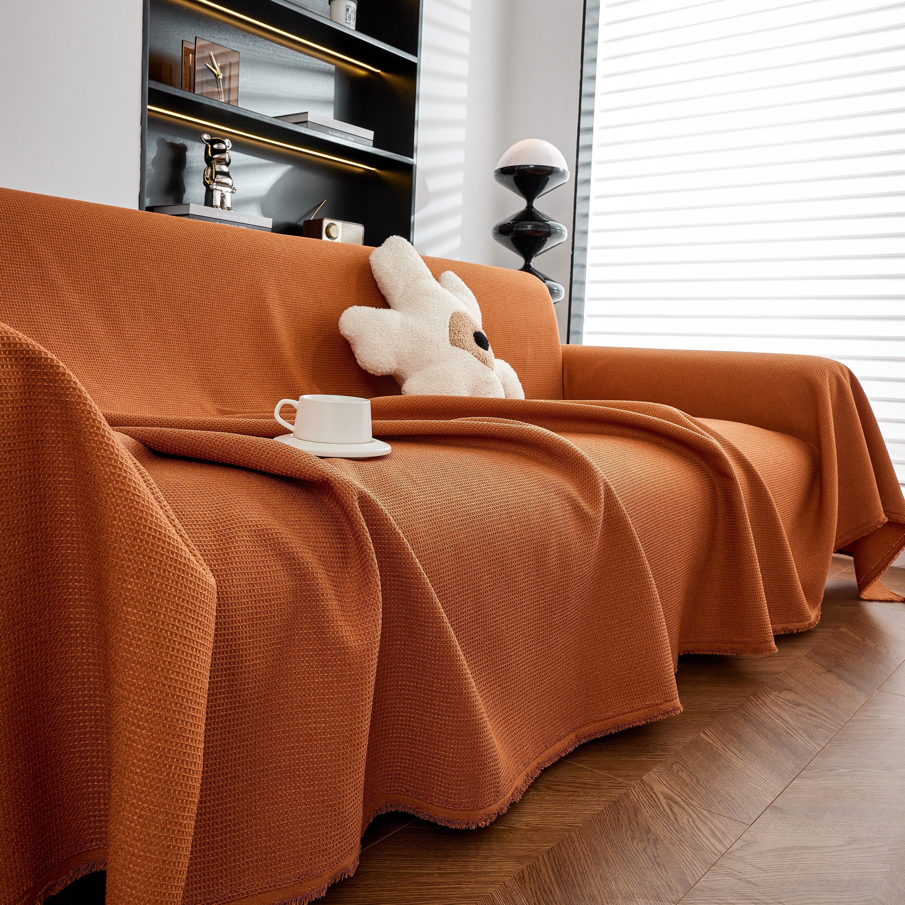 Waterproof Waffle Lattice Sofa Throw, Sofa Towel Cover for Couches, Simple Sofa Cover Blanket - Image 104