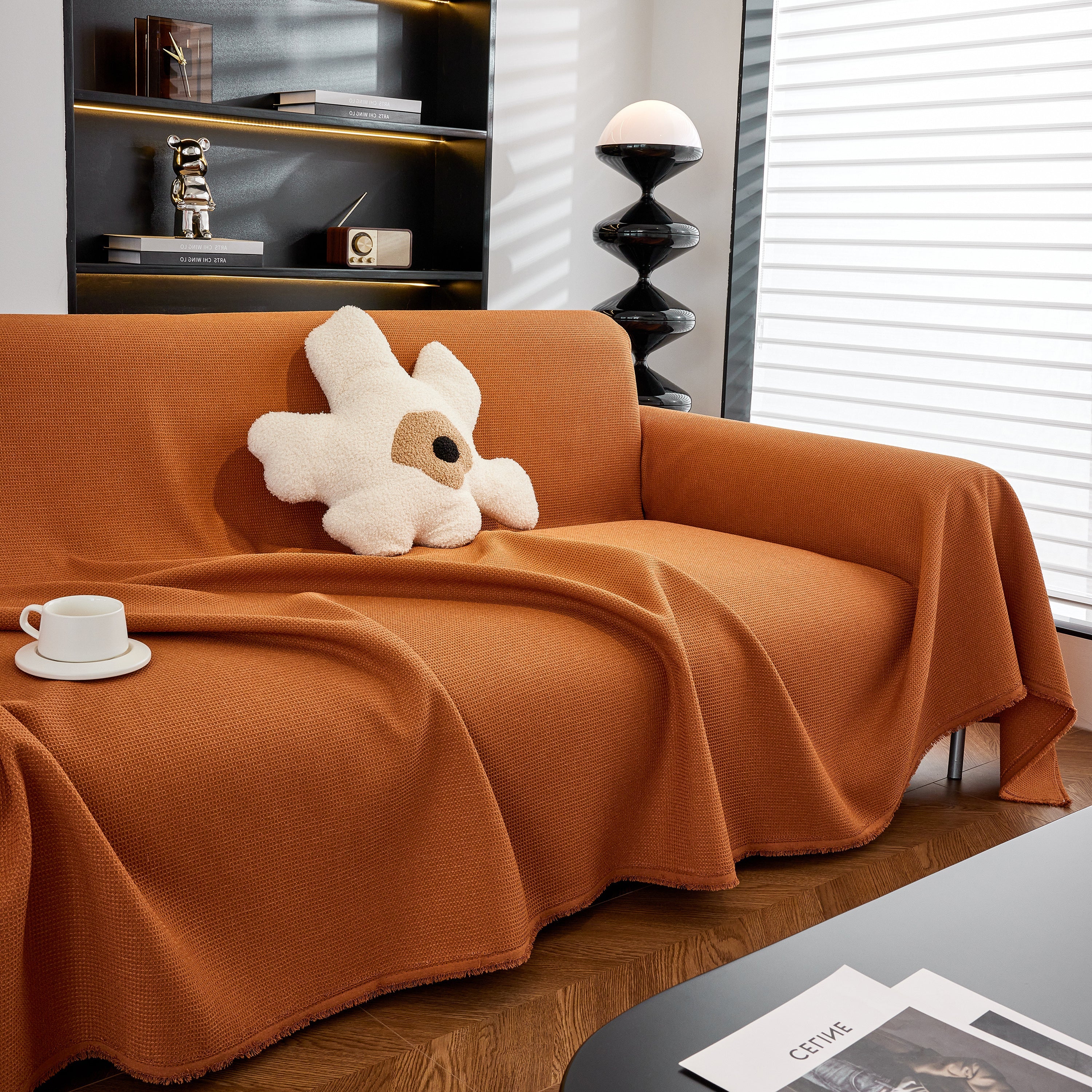 Waterproof Waffle Lattice Sofa Throw, Sofa Towel Cover for Couches, Simple Sofa Cover Blanket - Image 107