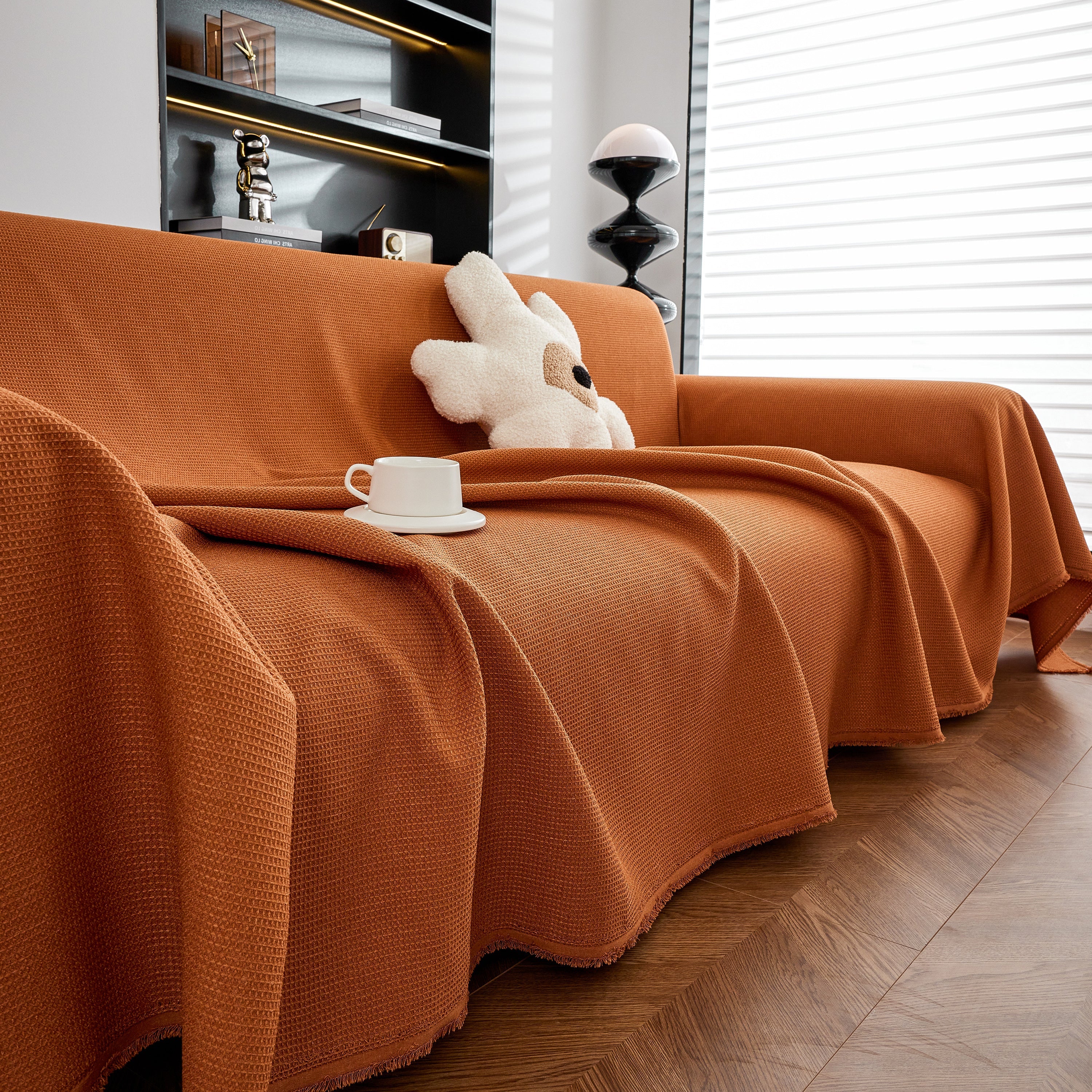 Waterproof Waffle Lattice Sofa Throw, Sofa Towel Cover for Couches, Simple Sofa Cover Blanket - Image 109
