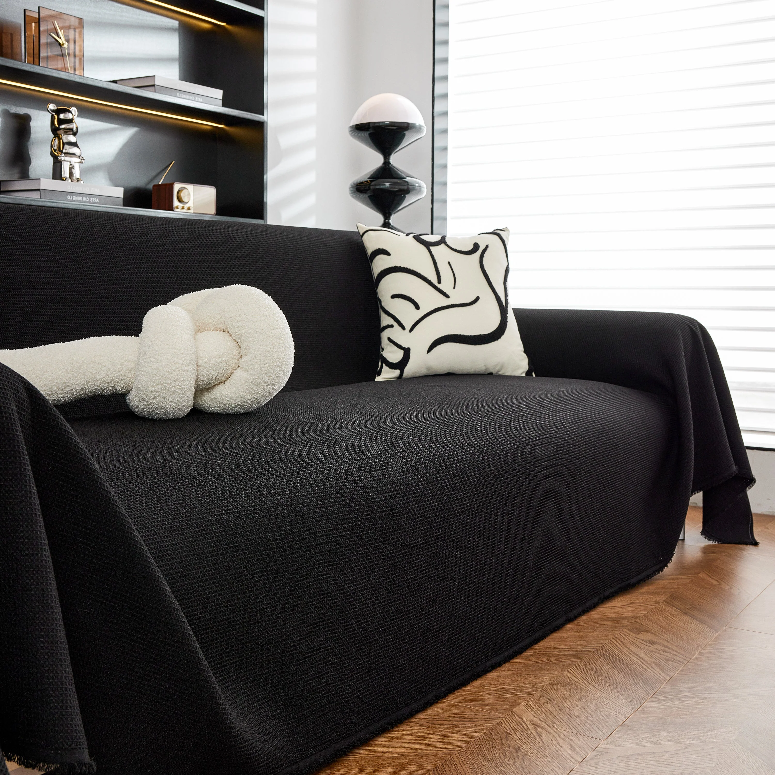 Waterproof Waffle Lattice Sofa Throw, Sofa Towel Cover for Couches, Simple Sofa Cover Blanket - Image 124
