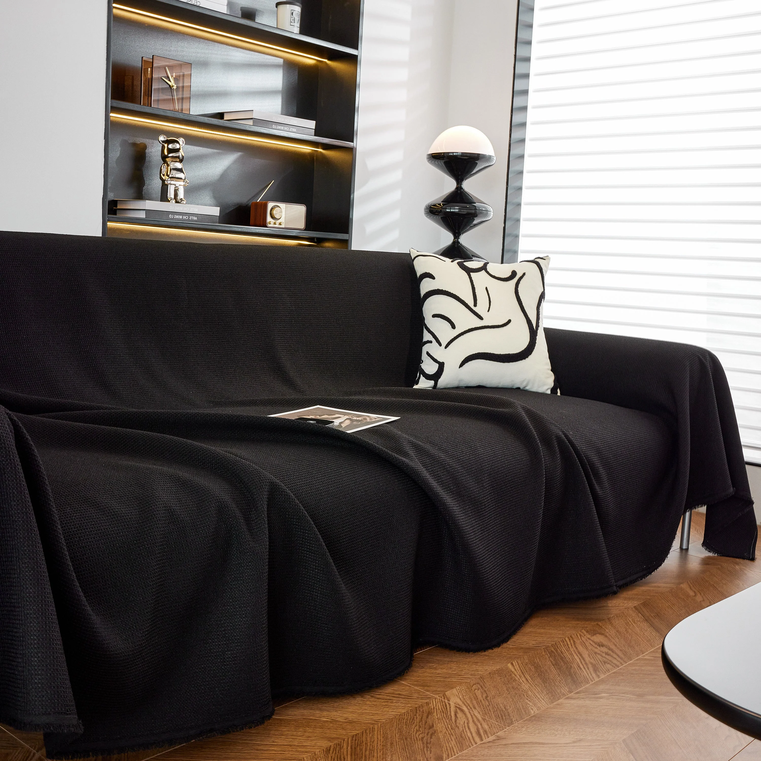 Waterproof Waffle Lattice Sofa Throw, Sofa Towel Cover for Couches, Simple Sofa Cover Blanket - Image 129