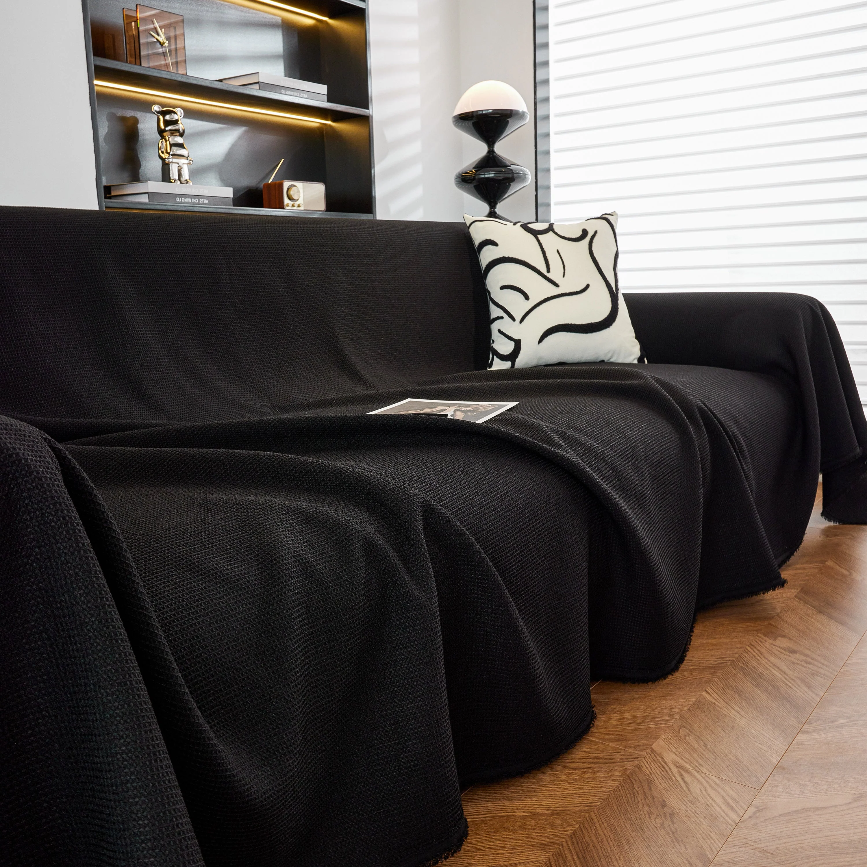Waterproof Waffle Lattice Sofa Throw, Sofa Towel Cover for Couches, Simple Sofa Cover Blanket - Image 131