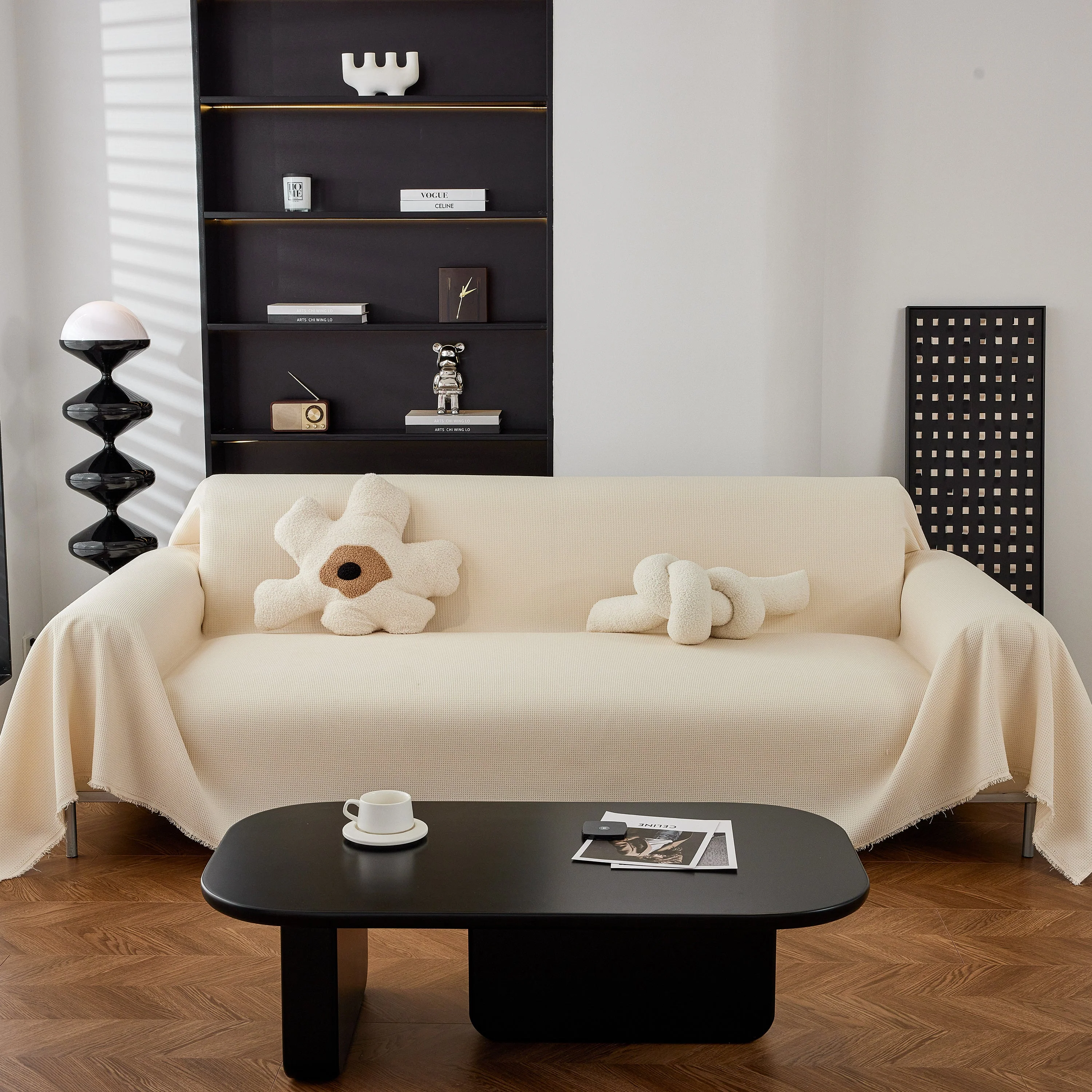 Waterproof Waffle Lattice Sofa Throw, Sofa Towel Cover for Couches, Simple Sofa Cover Blanket - Image 145