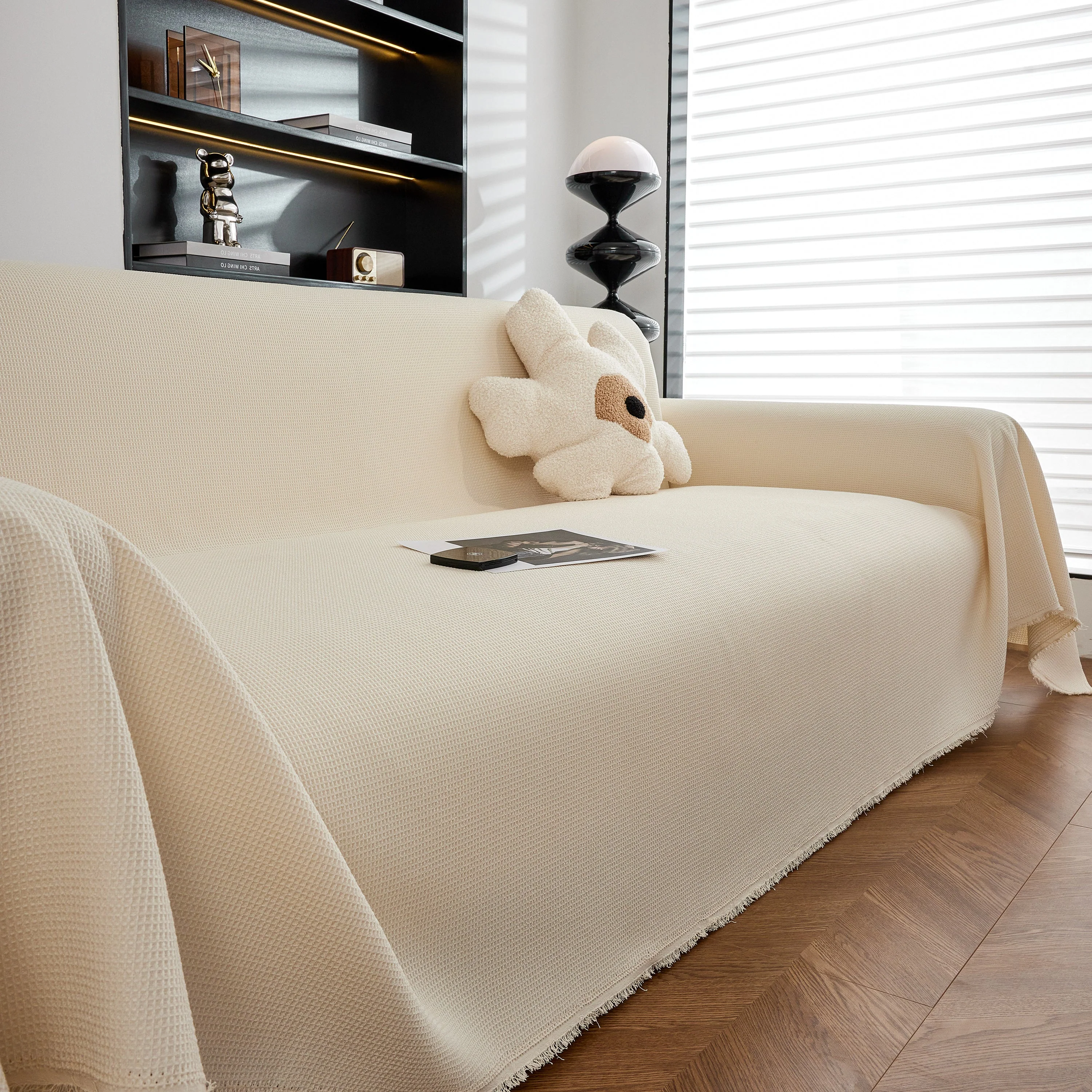 Waterproof Waffle Lattice Sofa Throw, Sofa Towel Cover for Couches, Simple Sofa Cover Blanket - Image 155
