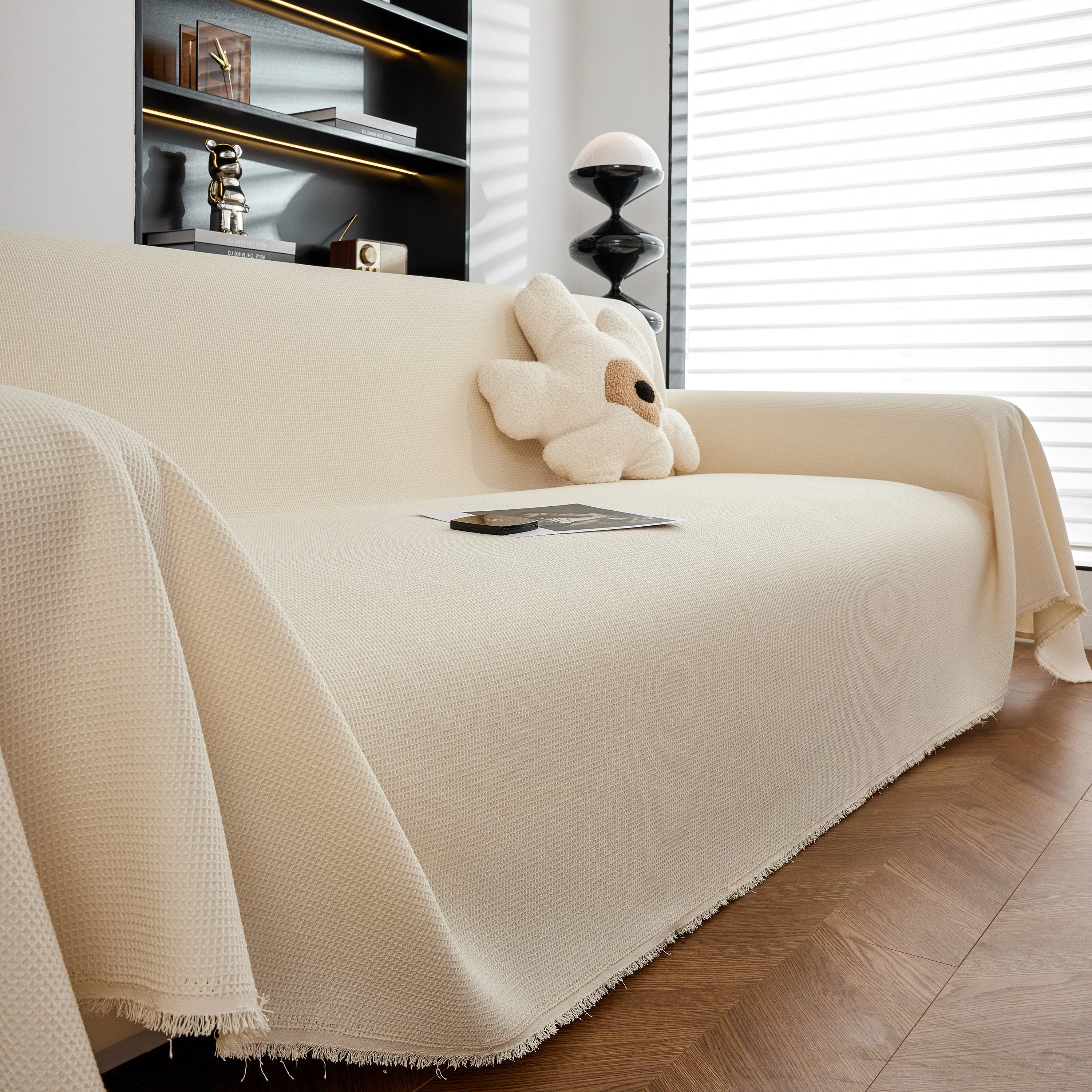 Waterproof Waffle Lattice Sofa Throw, Sofa Towel Cover for Couches, Simple Sofa Cover Blanket - Image 156