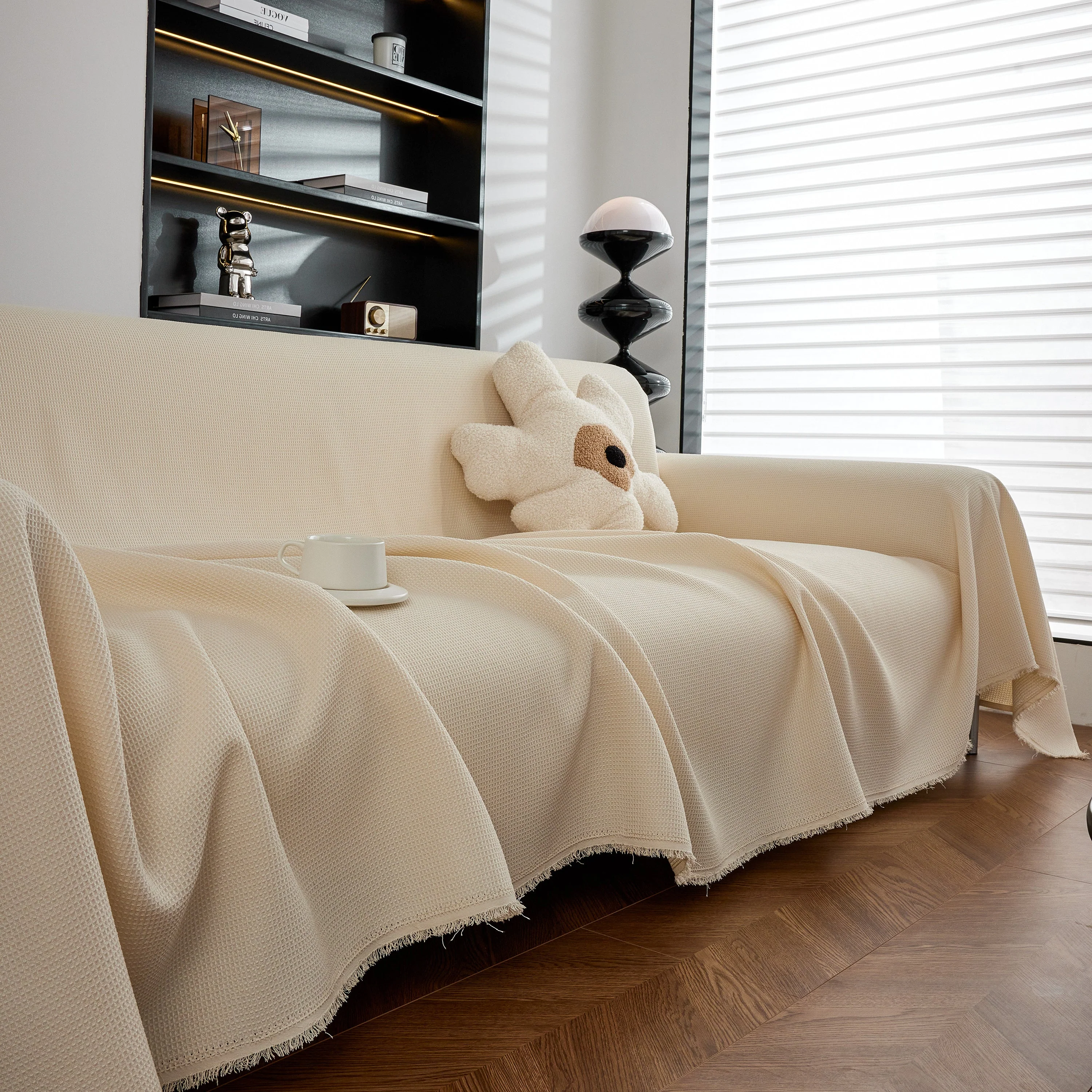 Waterproof Waffle Lattice Sofa Throw, Sofa Towel Cover for Couches, Simple Sofa Cover Blanket - Image 157