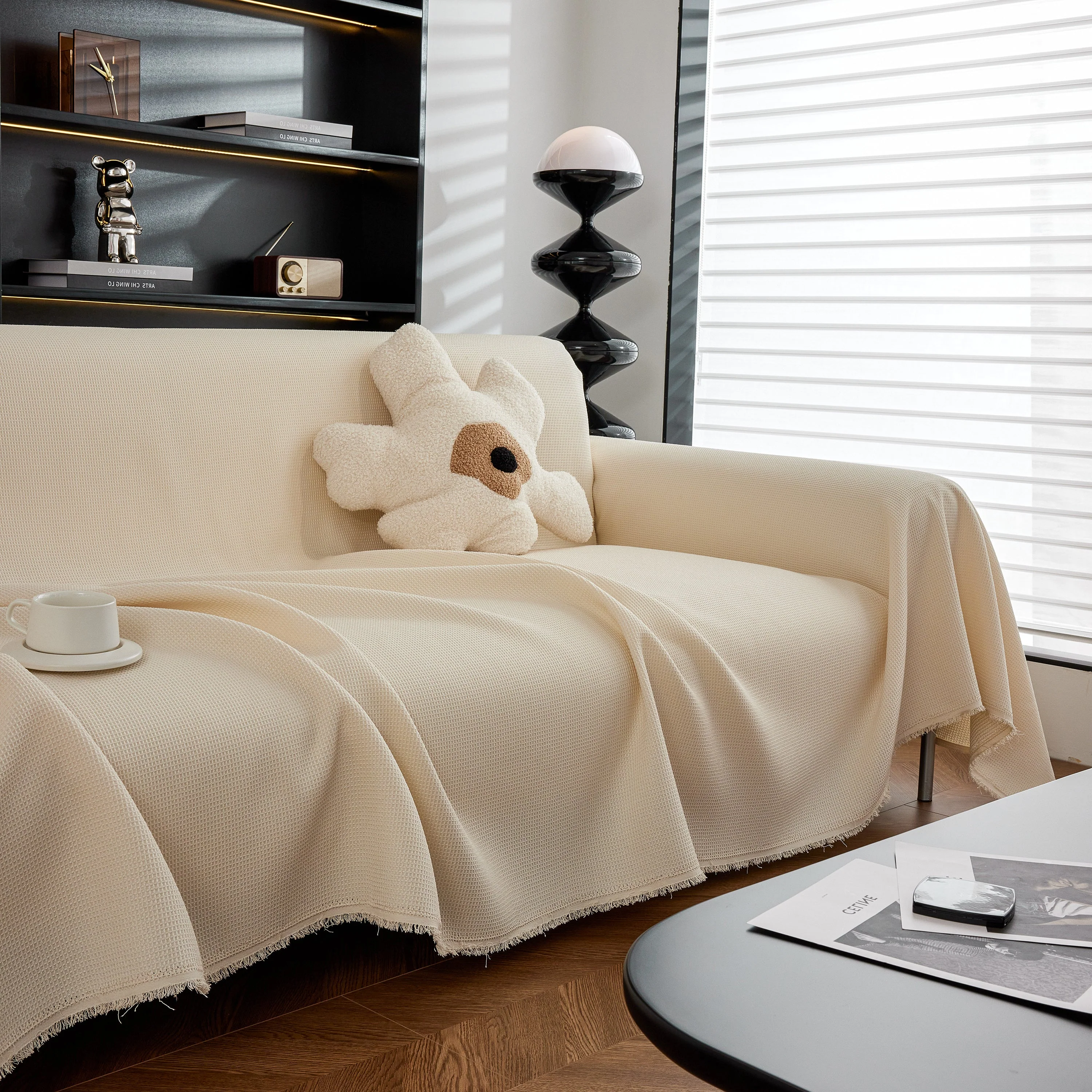 Waterproof Waffle Lattice Sofa Throw, Sofa Towel Cover for Couches, Simple Sofa Cover Blanket - Image 158