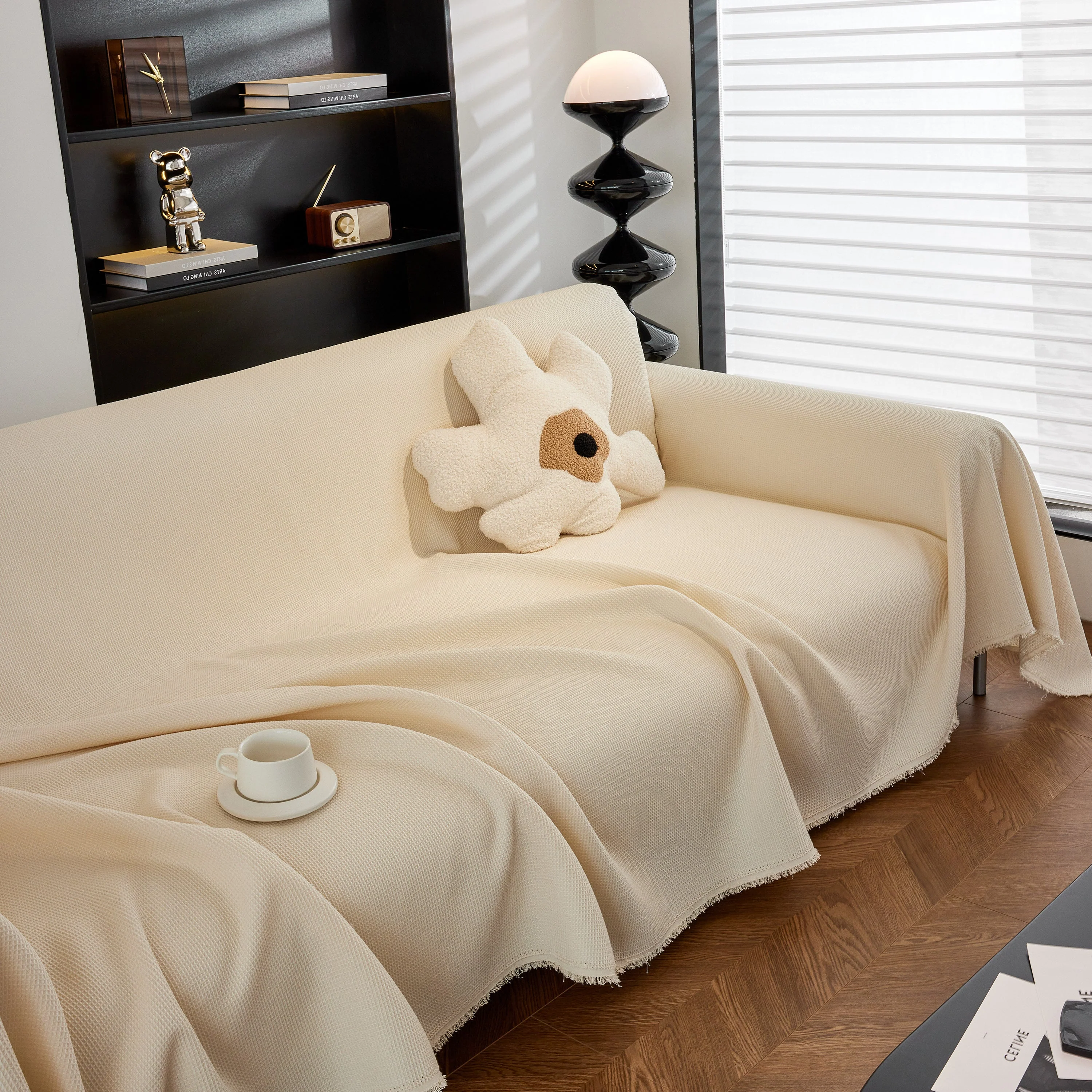 Waterproof Waffle Lattice Sofa Throw, Sofa Towel Cover for Couches, Simple Sofa Cover Blanket - Image 159