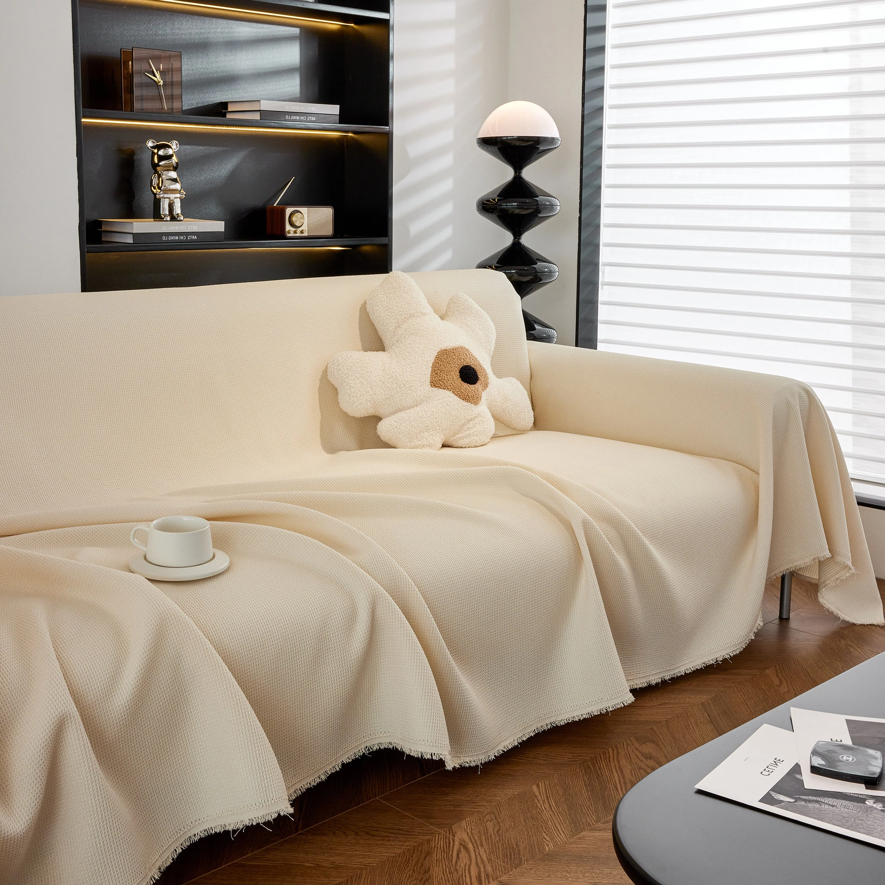 Waterproof Waffle Lattice Sofa Throw, Sofa Towel Cover for Couches, Simple Sofa Cover Blanket - Image 160