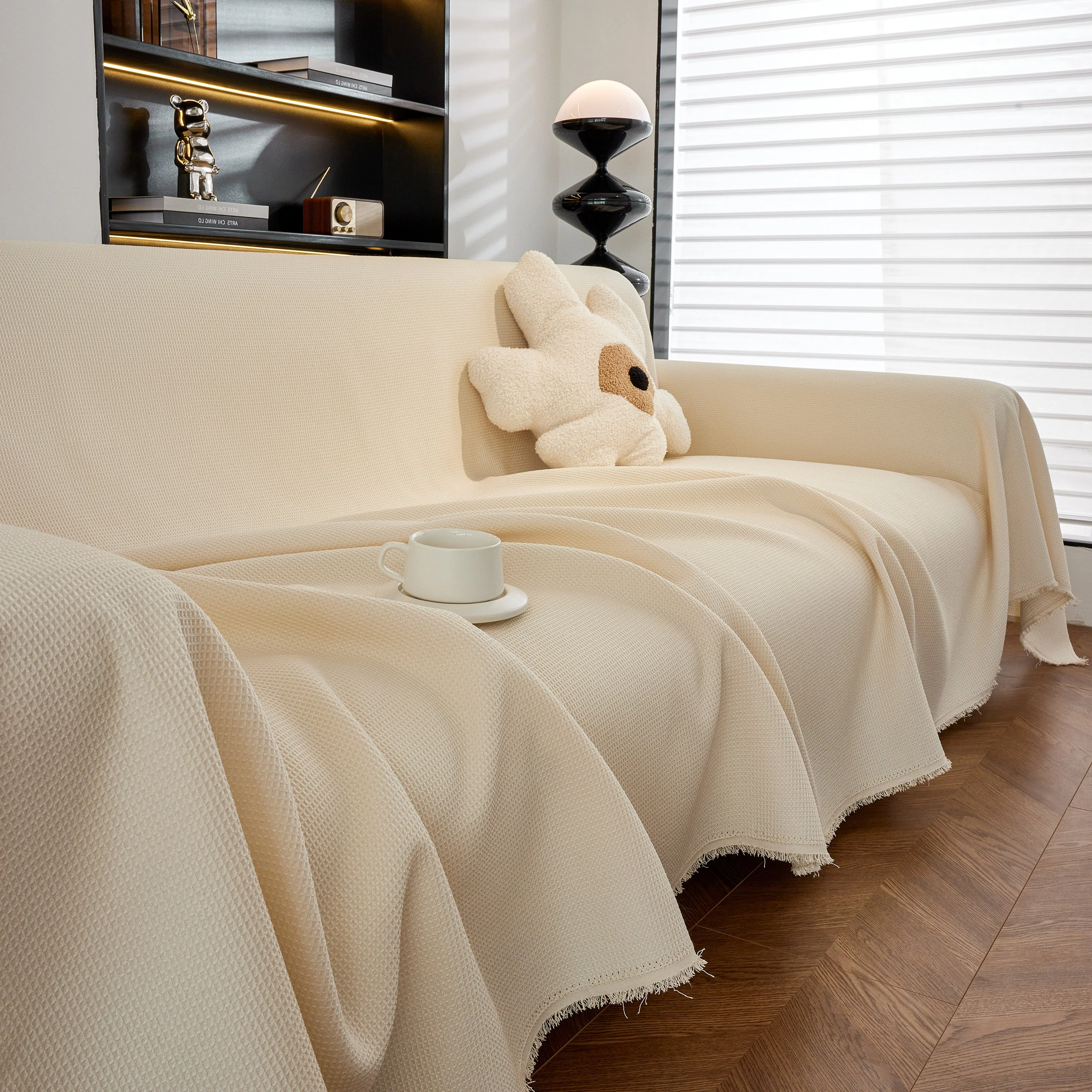 Waterproof Waffle Lattice Sofa Throw, Sofa Towel Cover for Couches, Simple Sofa Cover Blanket - Image 161