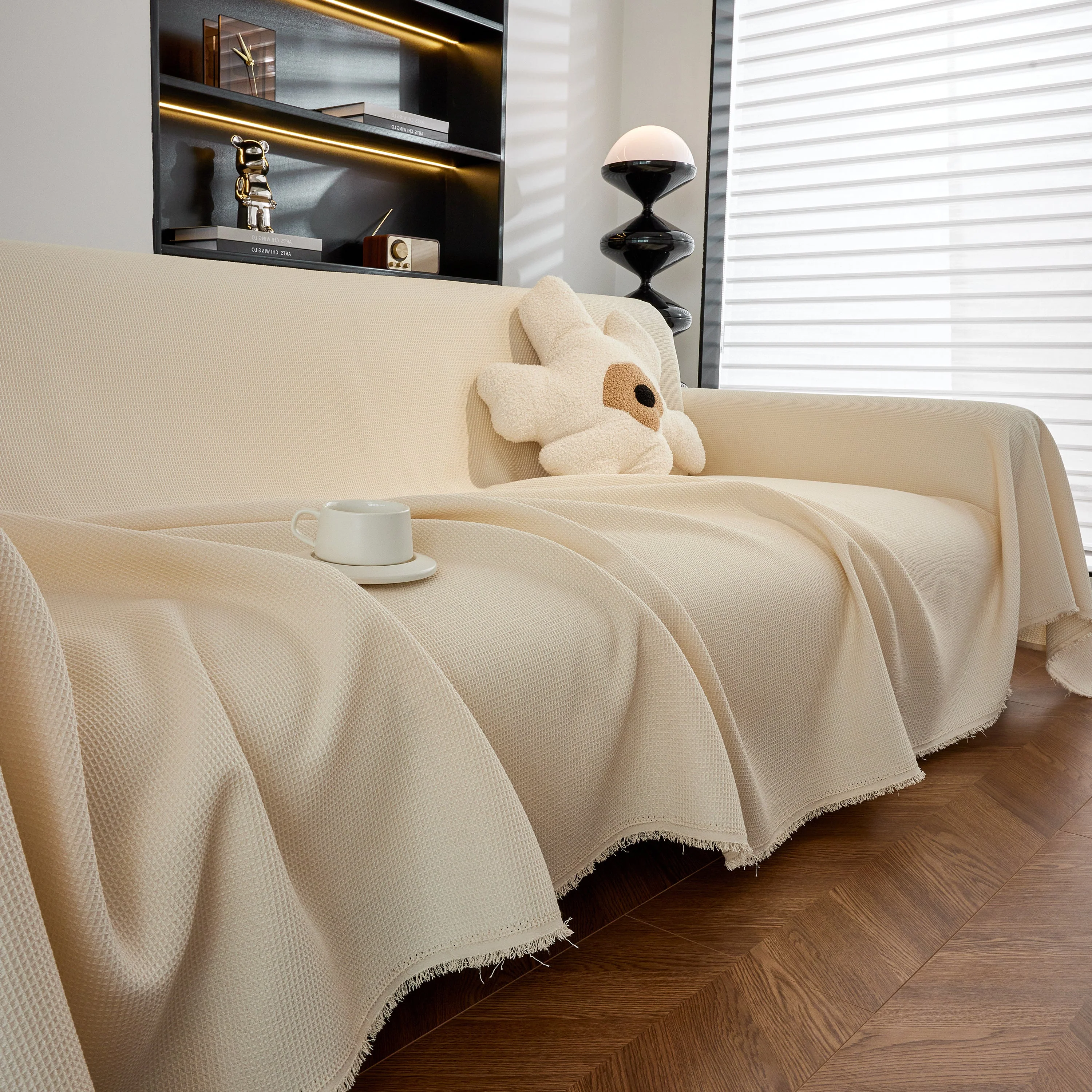 Waterproof Waffle Lattice Sofa Throw, Sofa Towel Cover for Couches, Simple Sofa Cover Blanket - Image 162