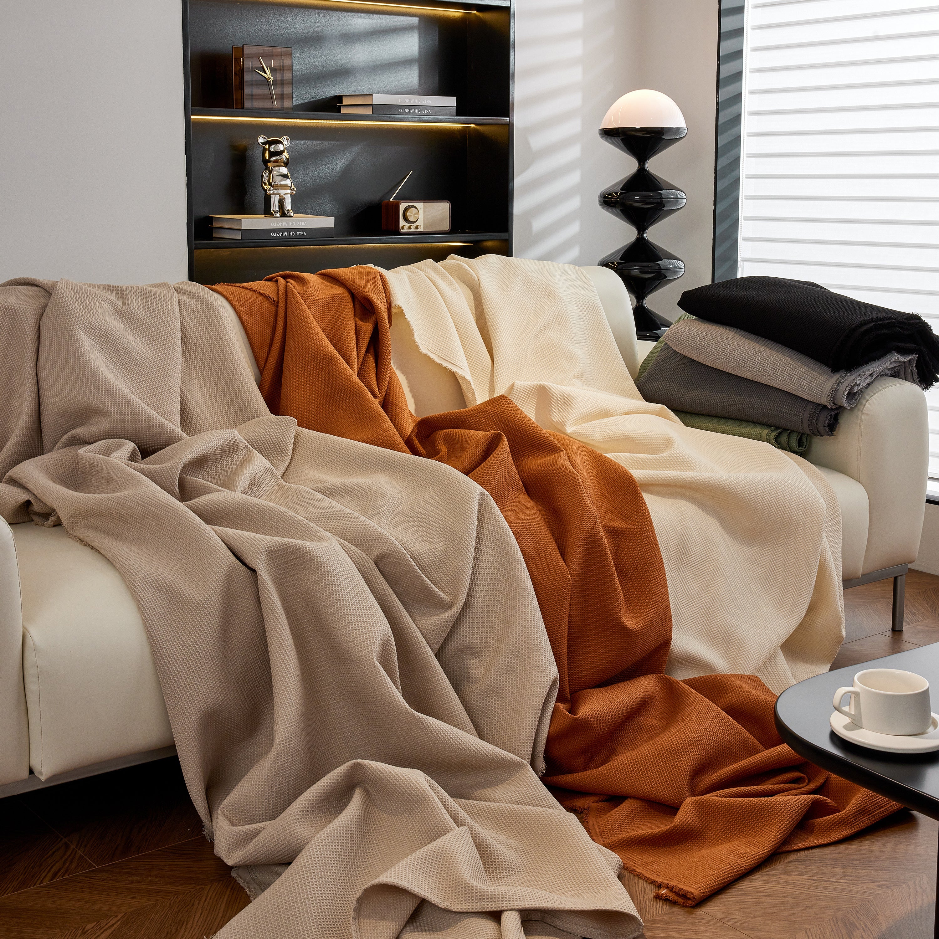 Waterproof Waffle Lattice Sofa Throw, Sofa Towel Cover for Couches, Simple Sofa Cover Blanket - Image 216