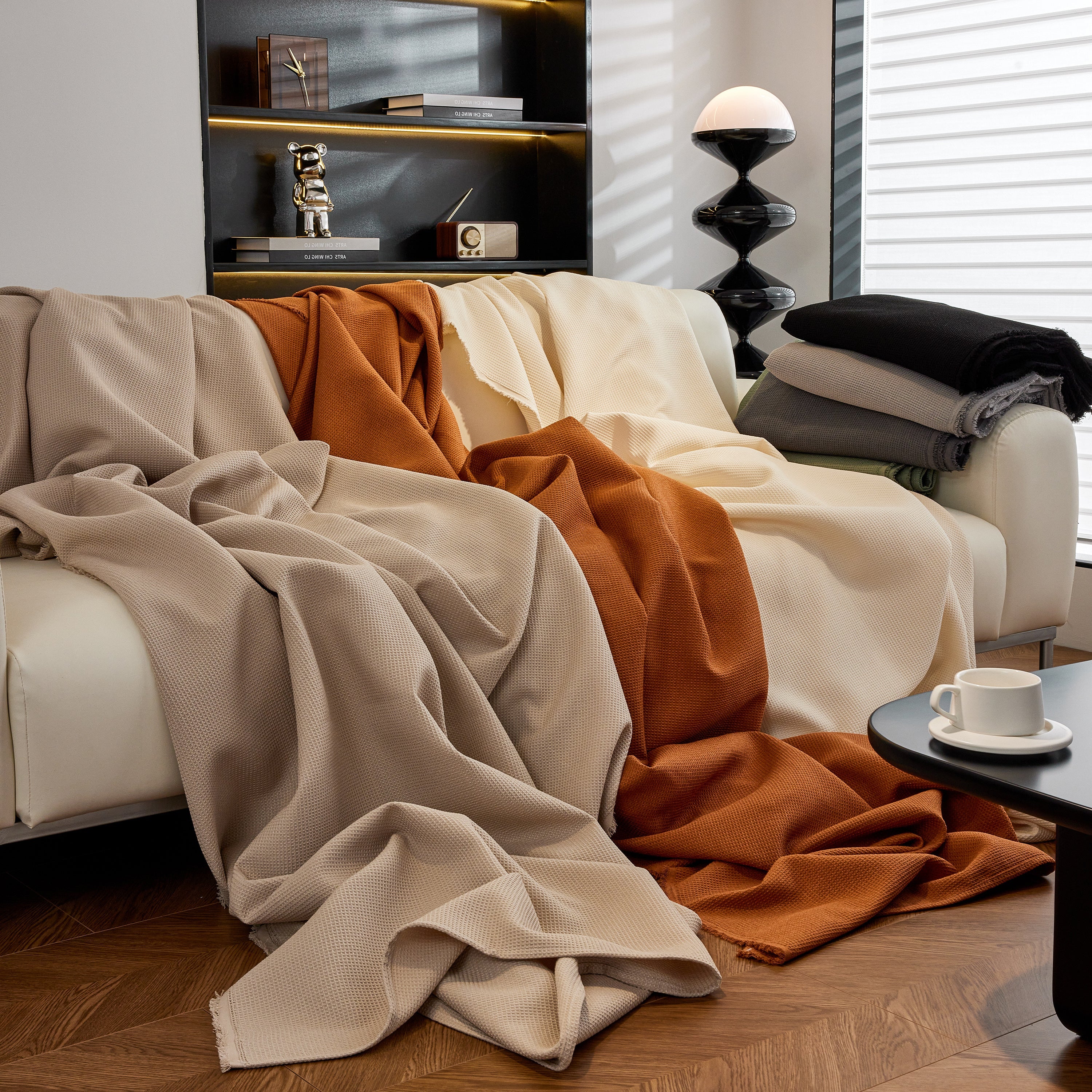 Waterproof Waffle Lattice Sofa Throw, Sofa Towel Cover for Couches, Simple Sofa Cover Blanket - Image 217