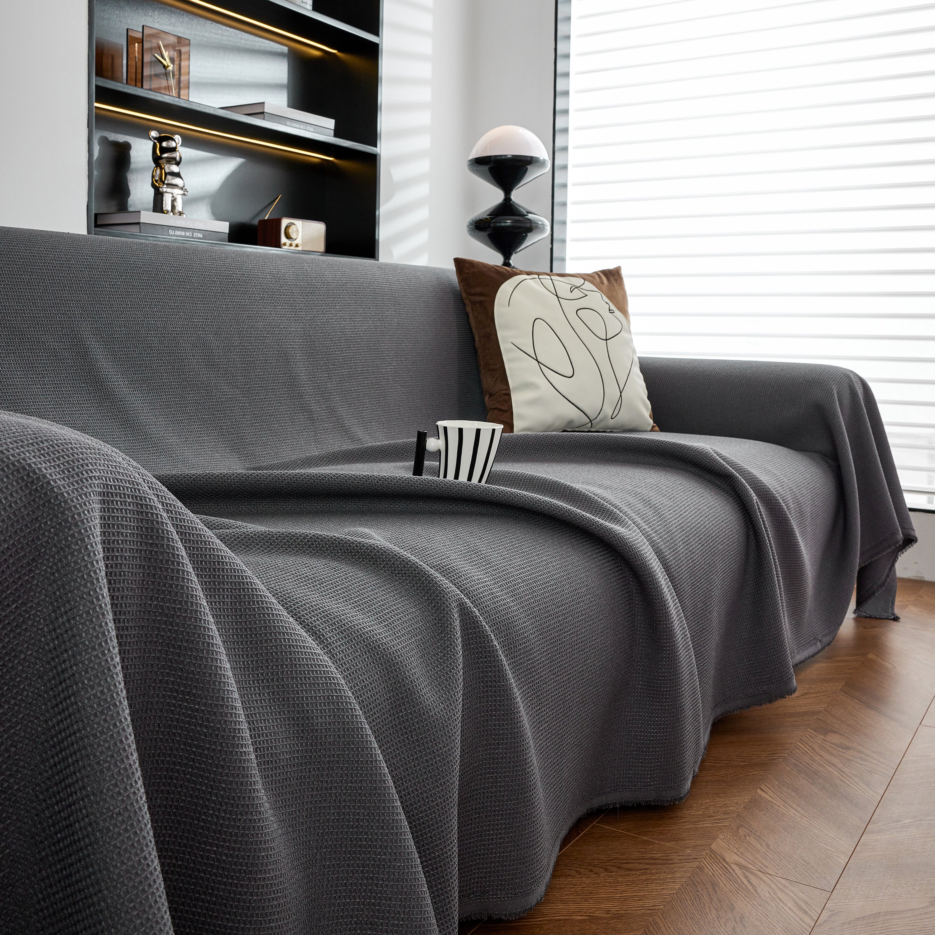 Waterproof Waffle Lattice Sofa Throw, Sofa Towel Cover for Couches, Simple Sofa Cover Blanket - Image 24