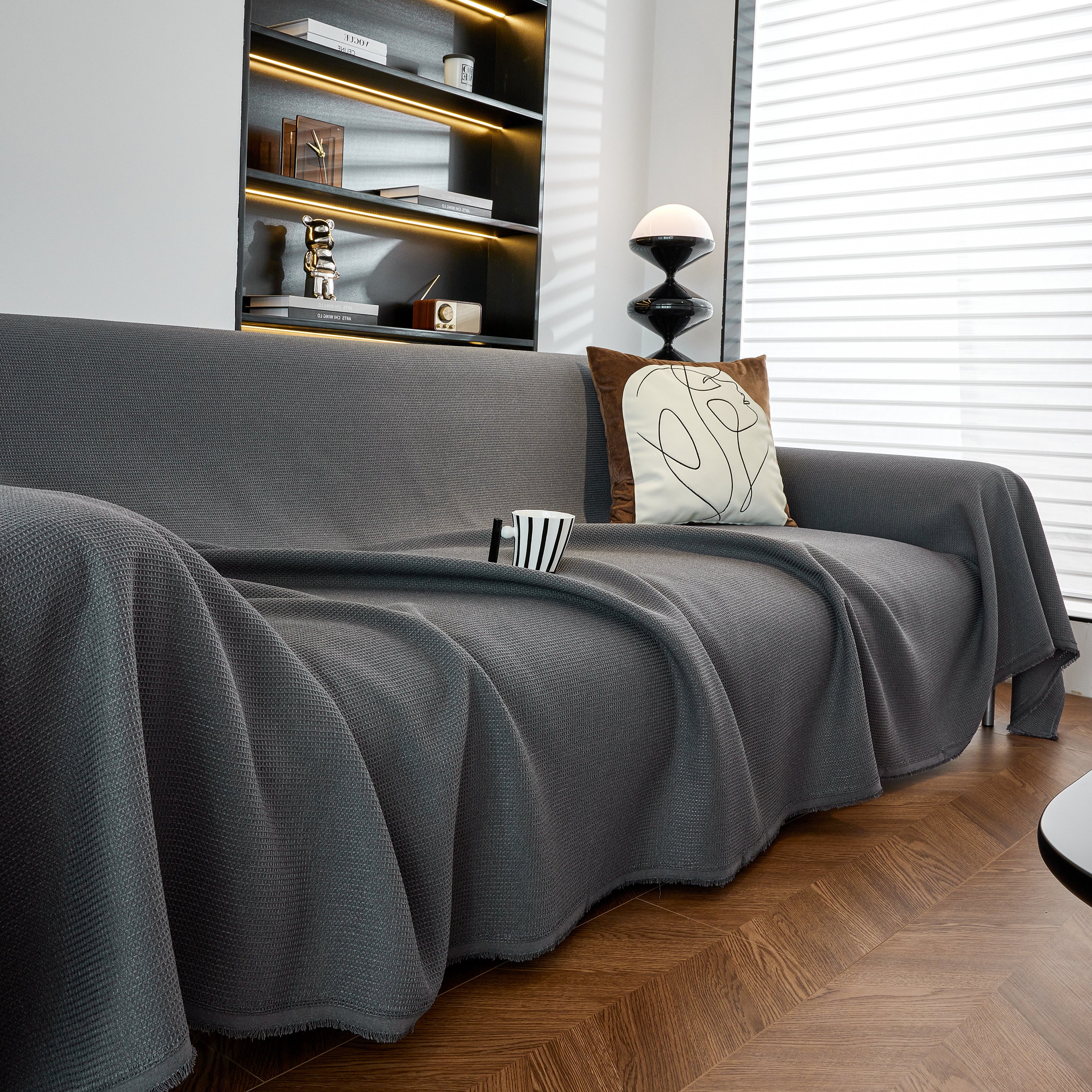 Waterproof Waffle Lattice Sofa Throw, Sofa Towel Cover for Couches, Simple Sofa Cover Blanket - Image 25