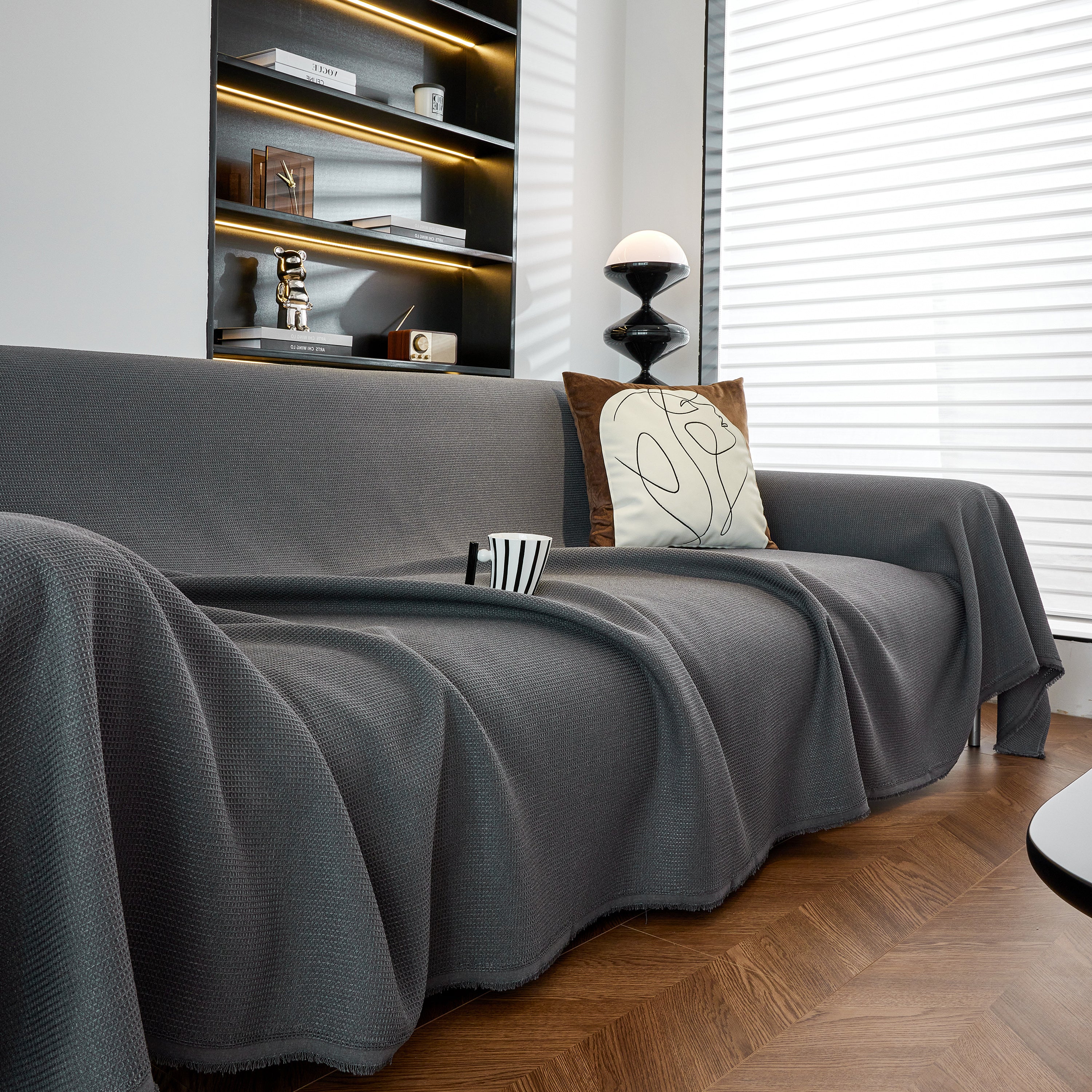 Waterproof Waffle Lattice Sofa Throw, Sofa Towel Cover for Couches, Simple Sofa Cover Blanket - Image 26