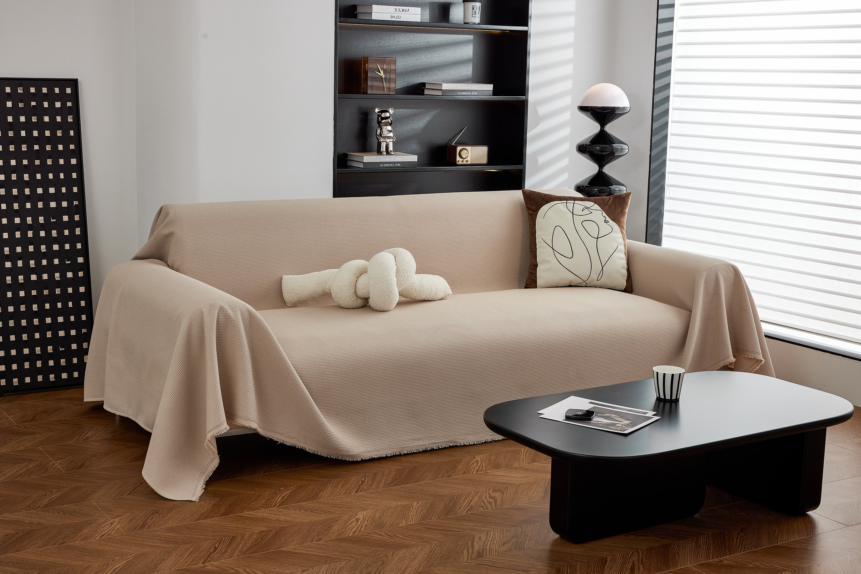 Waterproof Waffle Lattice Sofa Throw, Sofa Towel Cover for Couches, Simple Sofa Cover Blanket - Image 34