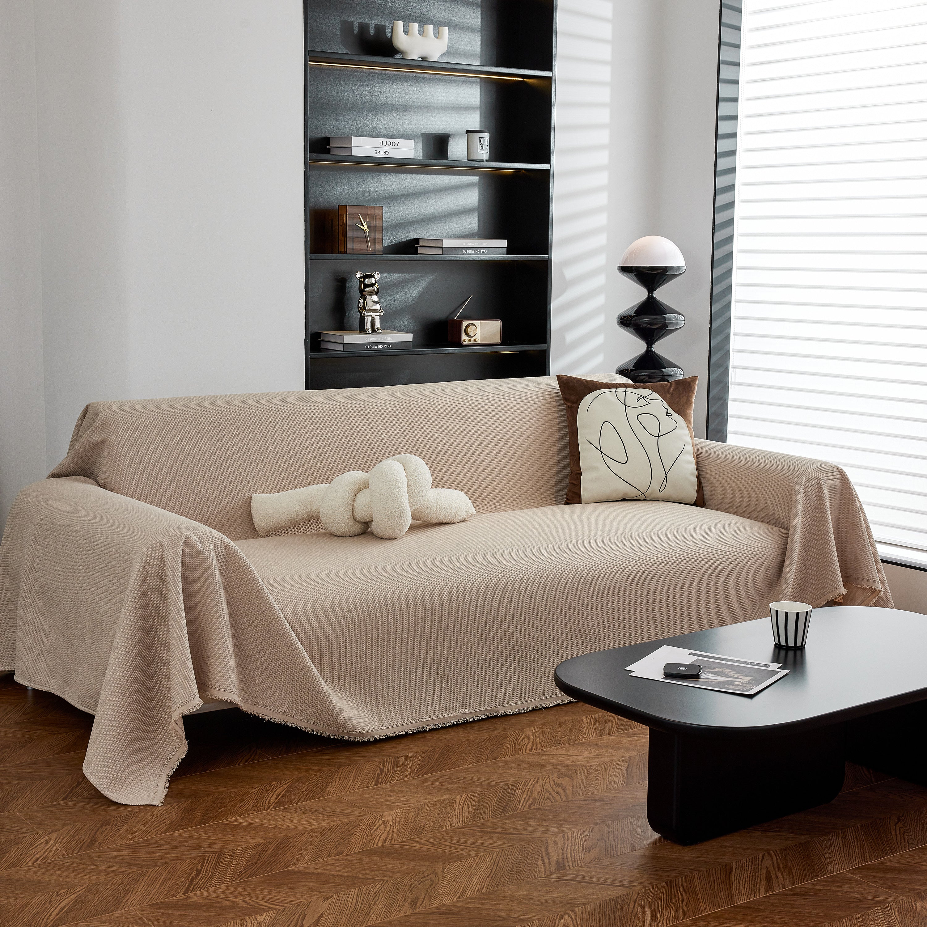 Waterproof Waffle Lattice Sofa Throw, Sofa Towel Cover for Couches, Simple Sofa Cover Blanket - Image 35
