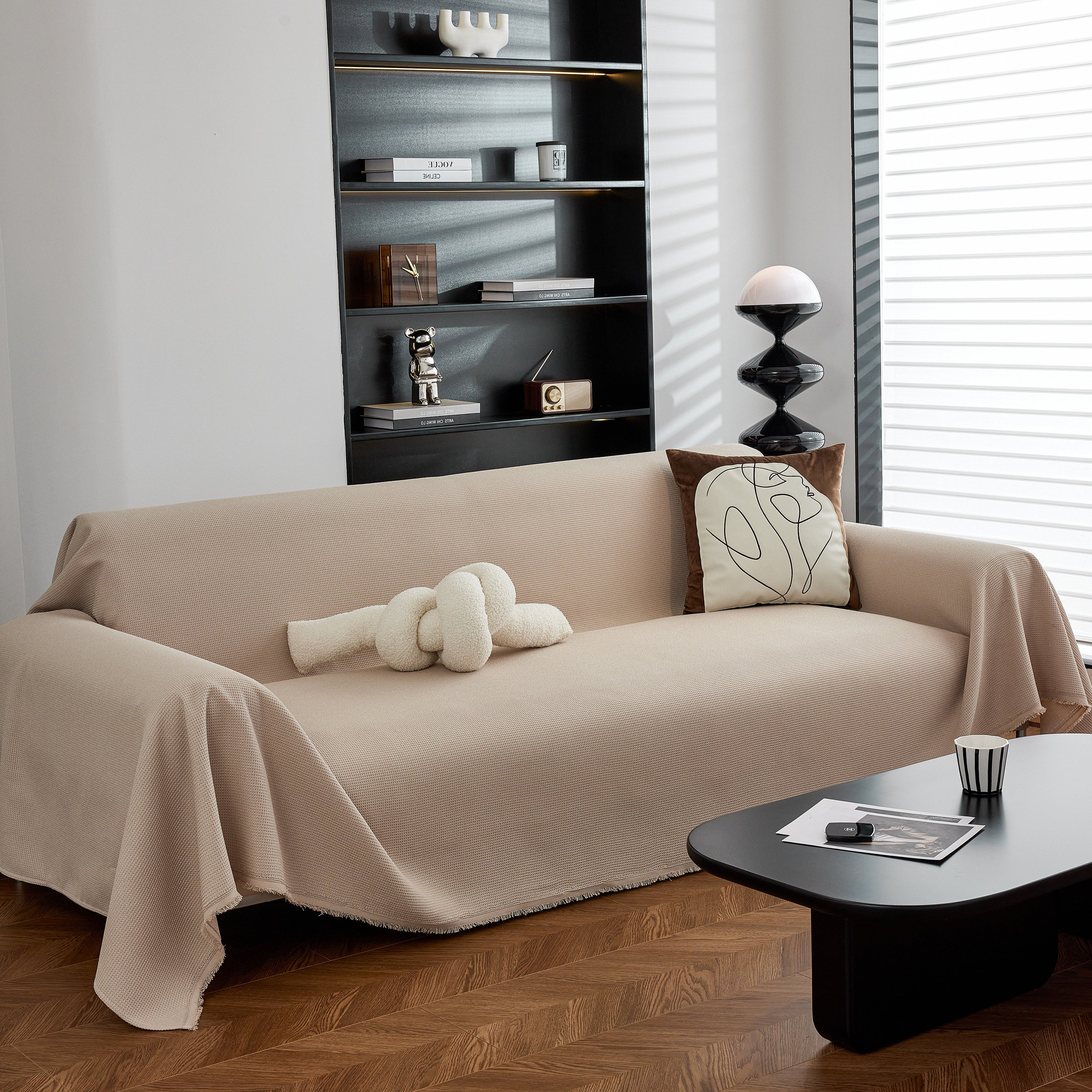 Waterproof Waffle Lattice Sofa Throw, Sofa Towel Cover for Couches, Simple Sofa Cover Blanket - Image 36
