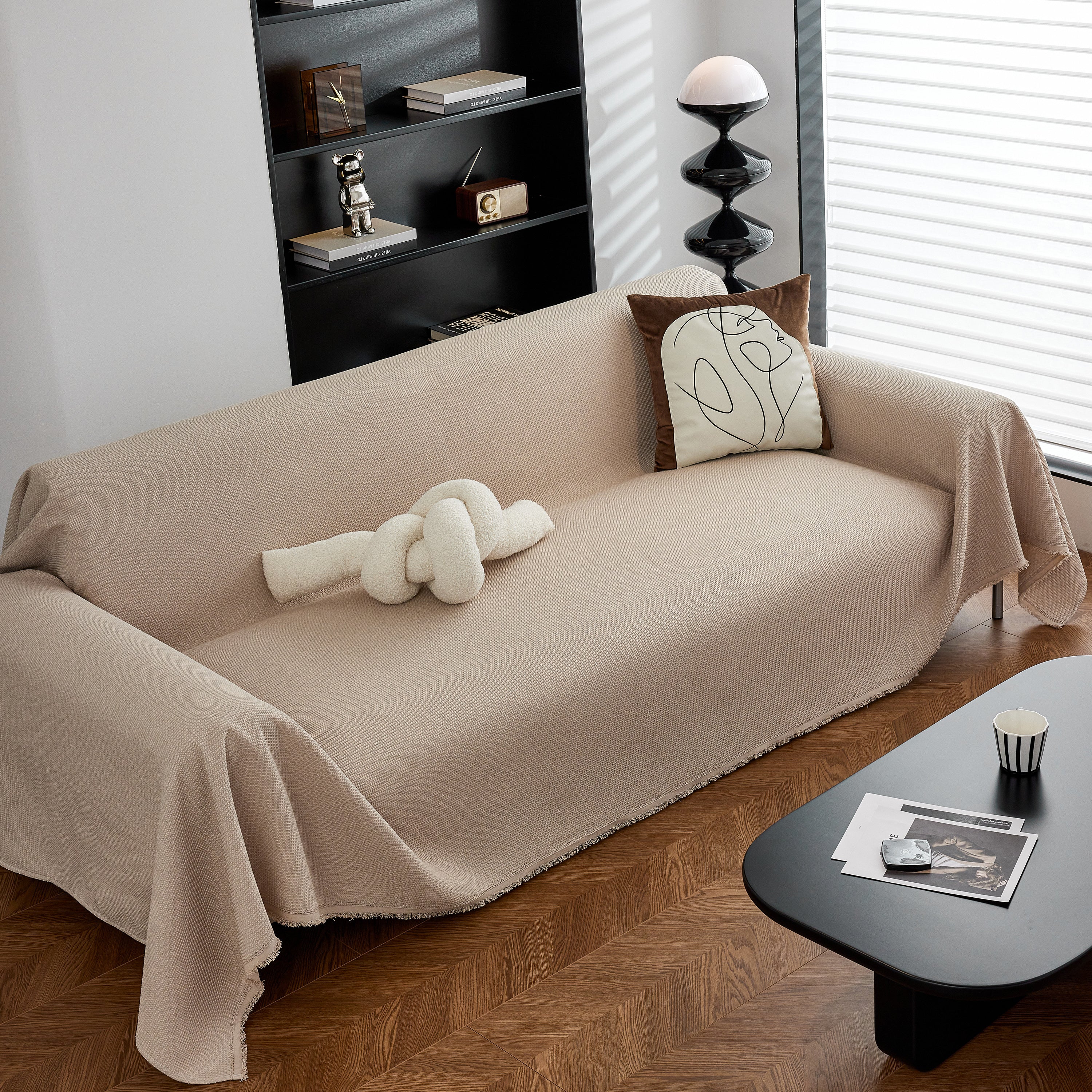 Waterproof Waffle Lattice Sofa Throw, Sofa Towel Cover for Couches, Simple Sofa Cover Blanket - Image 37