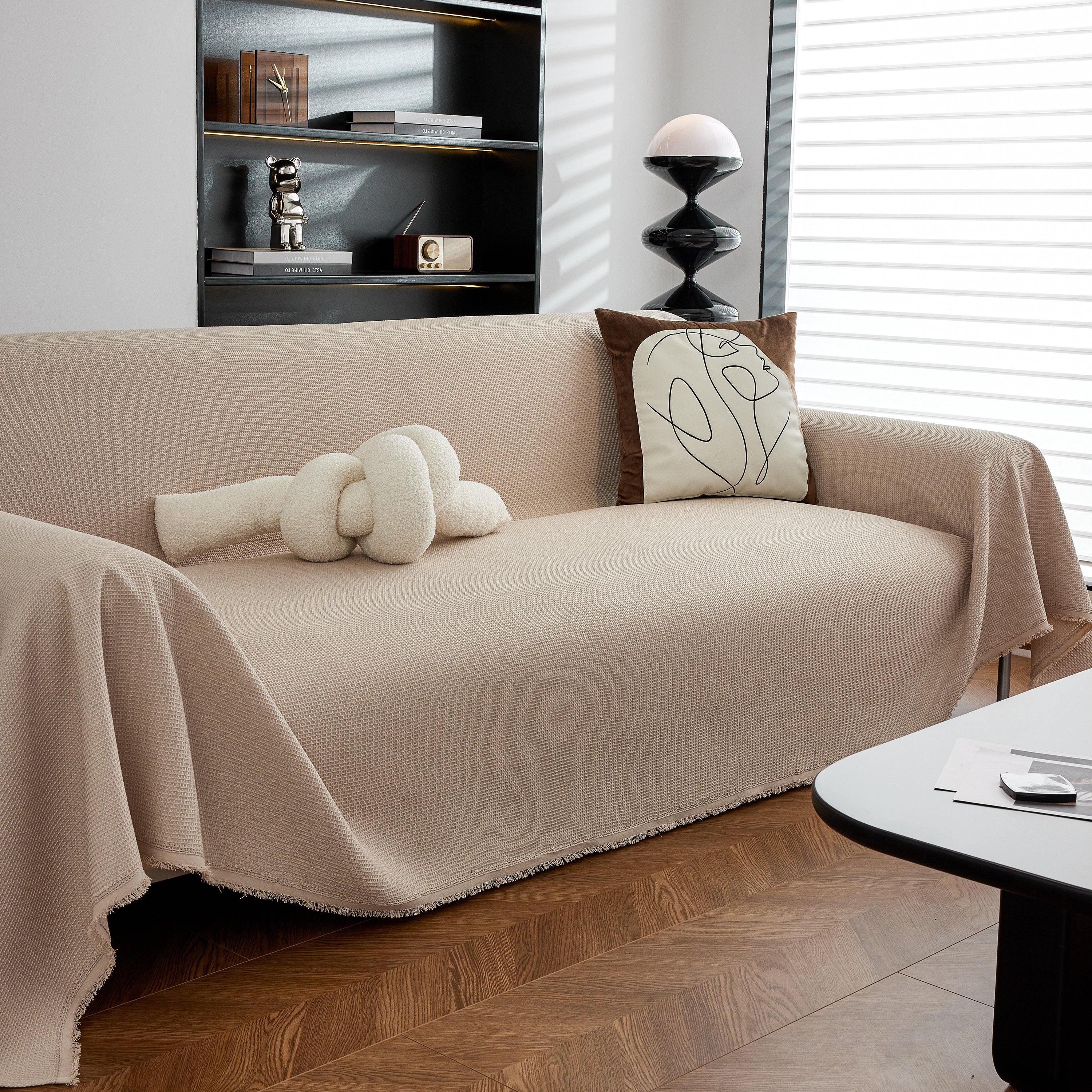 Waterproof Waffle Lattice Sofa Throw, Sofa Towel Cover for Couches, Simple Sofa Cover Blanket - Image 38