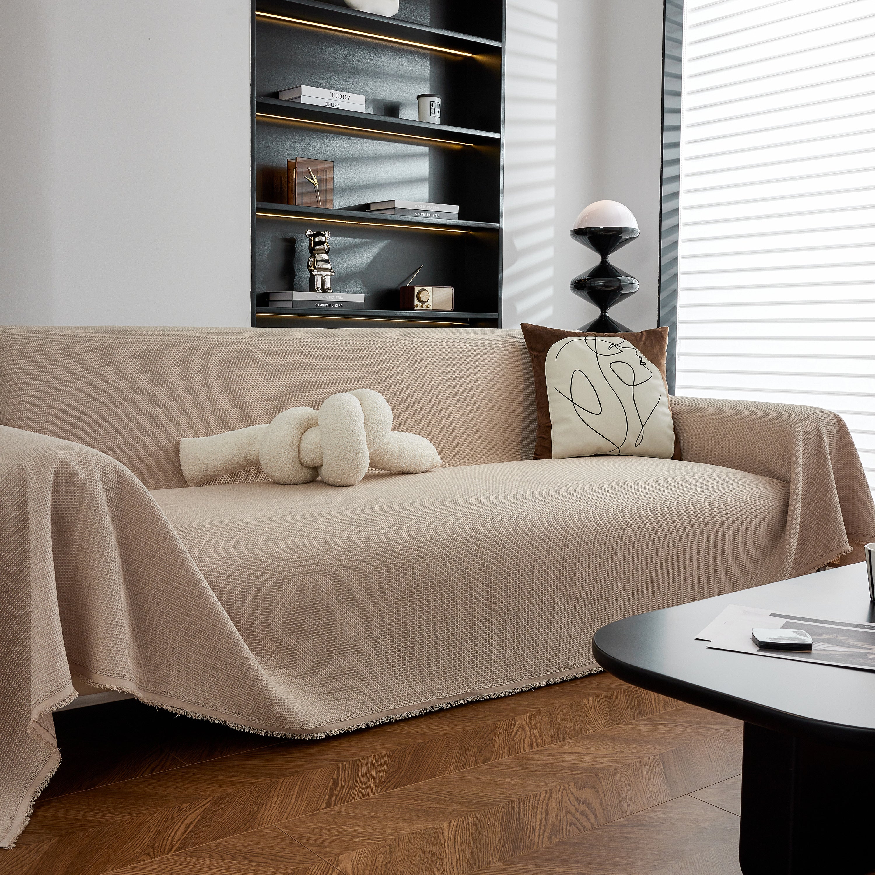 Waterproof Waffle Lattice Sofa Throw, Sofa Towel Cover for Couches, Simple Sofa Cover Blanket - Image 40