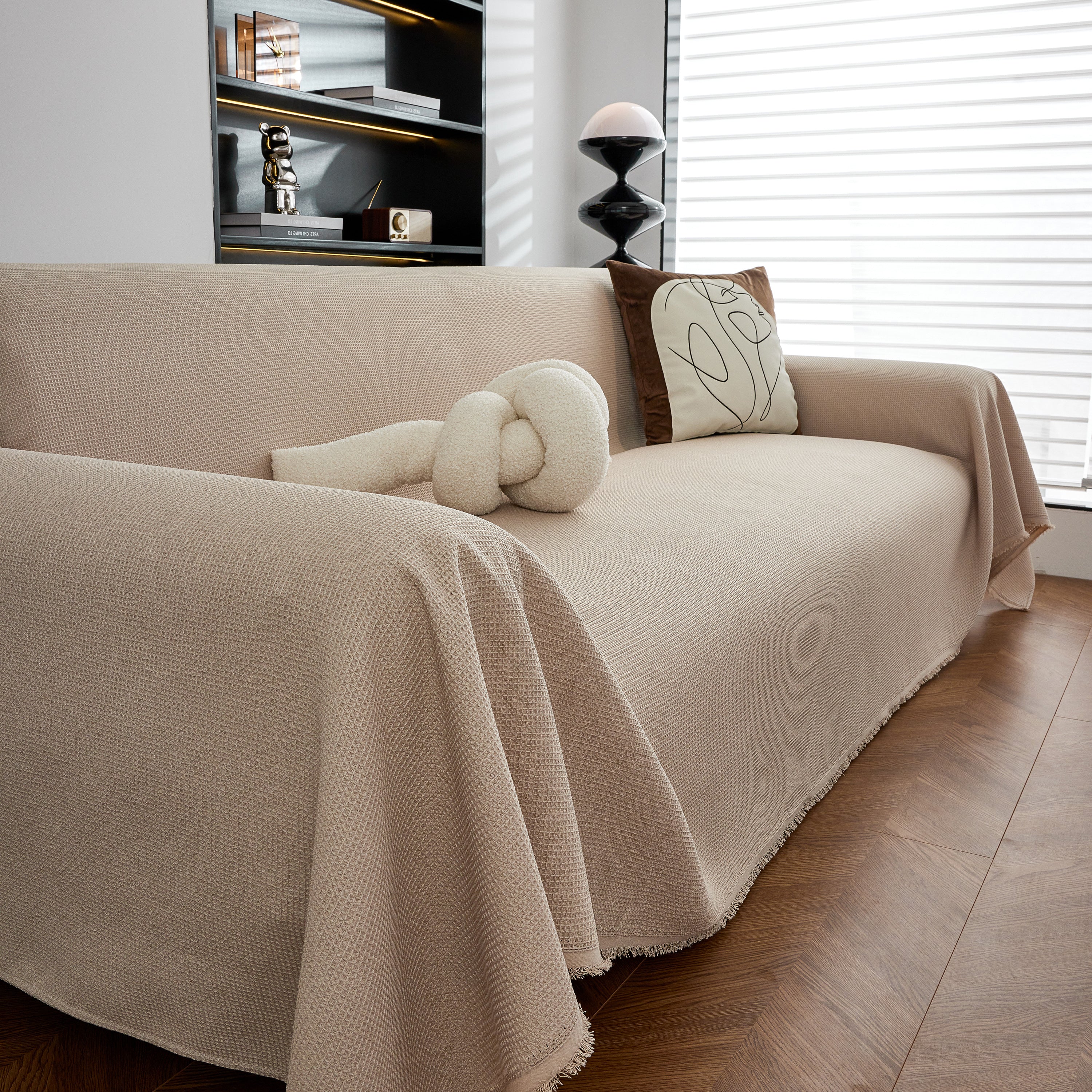 Waterproof Waffle Lattice Sofa Throw, Sofa Towel Cover for Couches, Simple Sofa Cover Blanket - Image 41