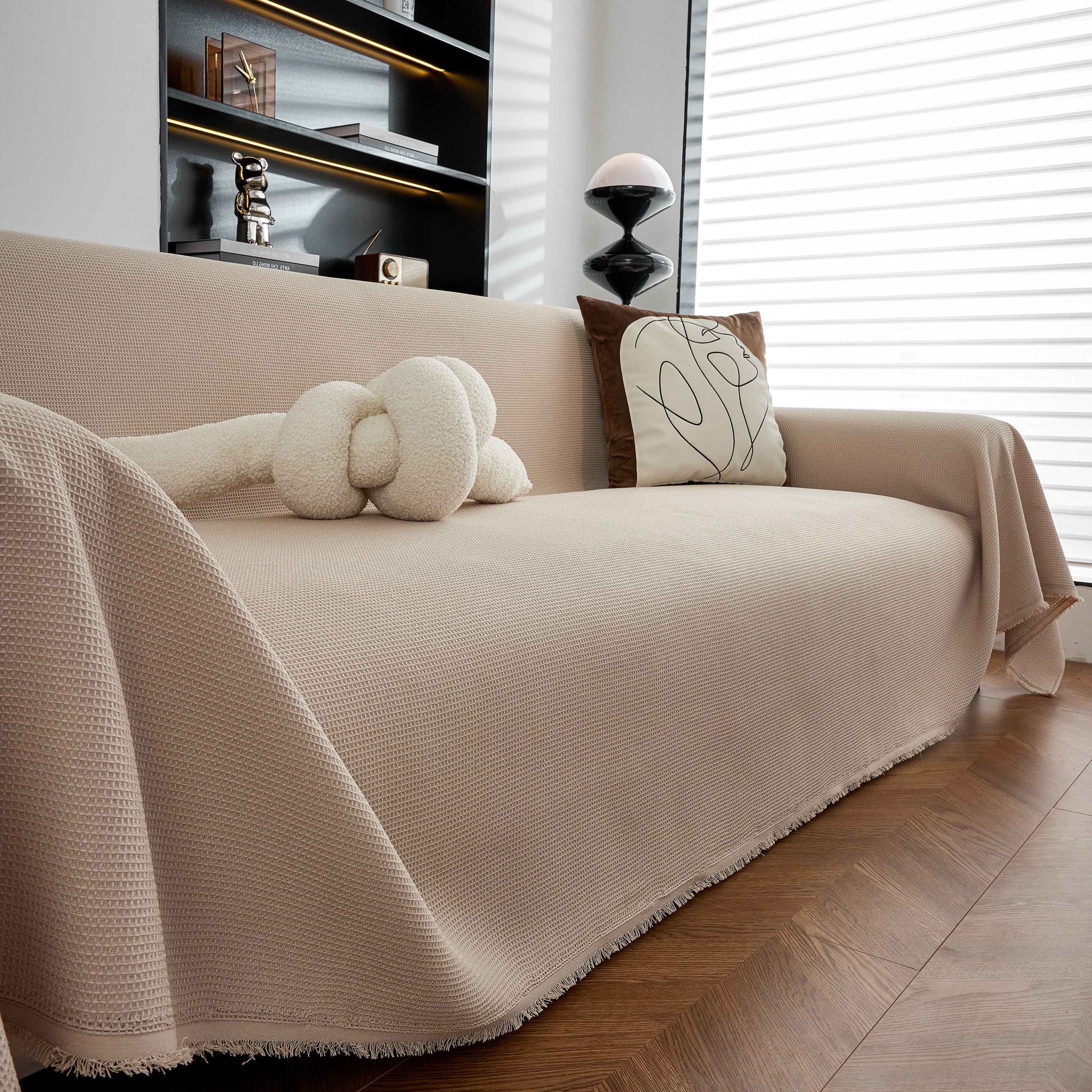 Waterproof Waffle Lattice Sofa Throw, Sofa Towel Cover for Couches, Simple Sofa Cover Blanket - Image 42