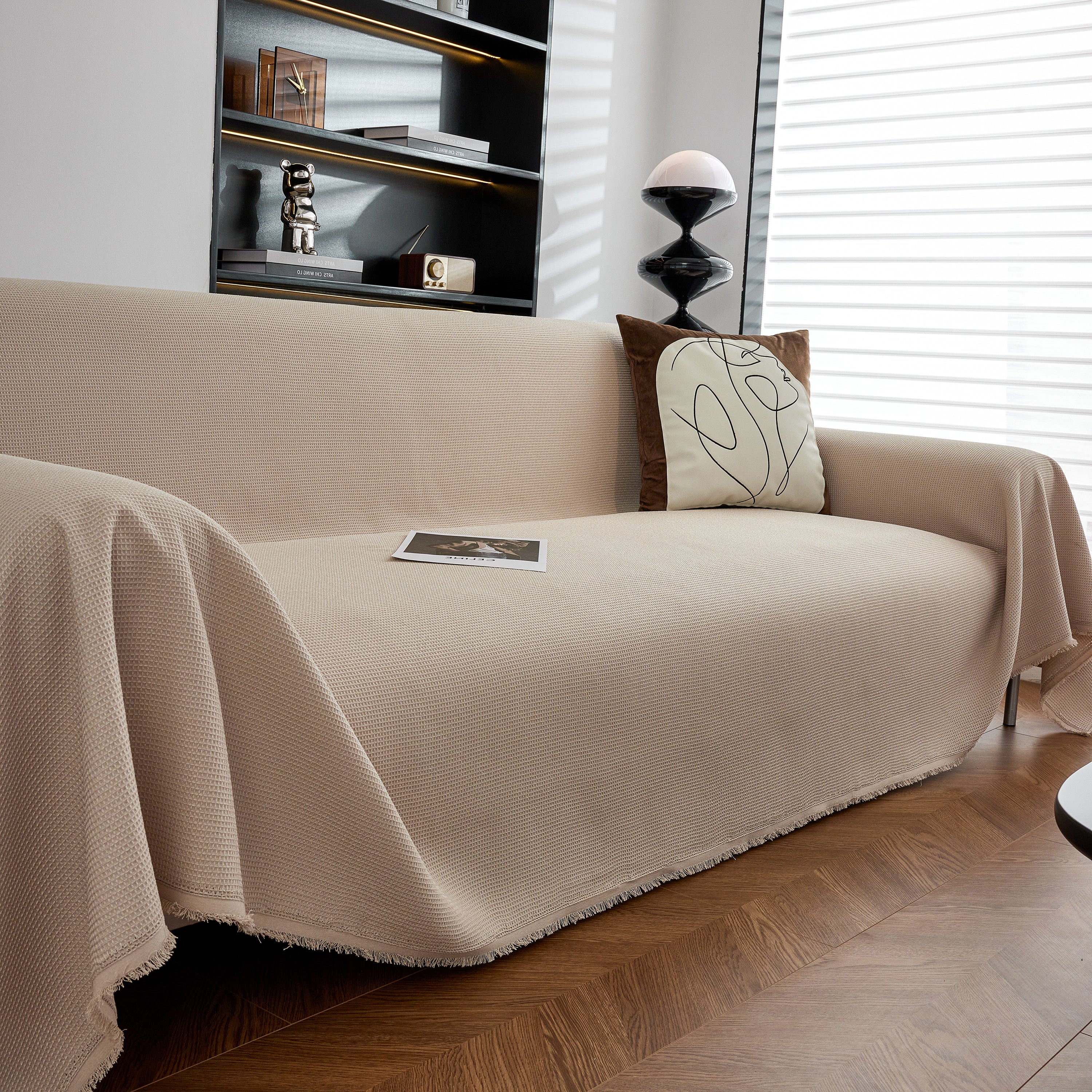Waterproof Waffle Lattice Sofa Throw, Sofa Towel Cover for Couches, Simple Sofa Cover Blanket - Image 43