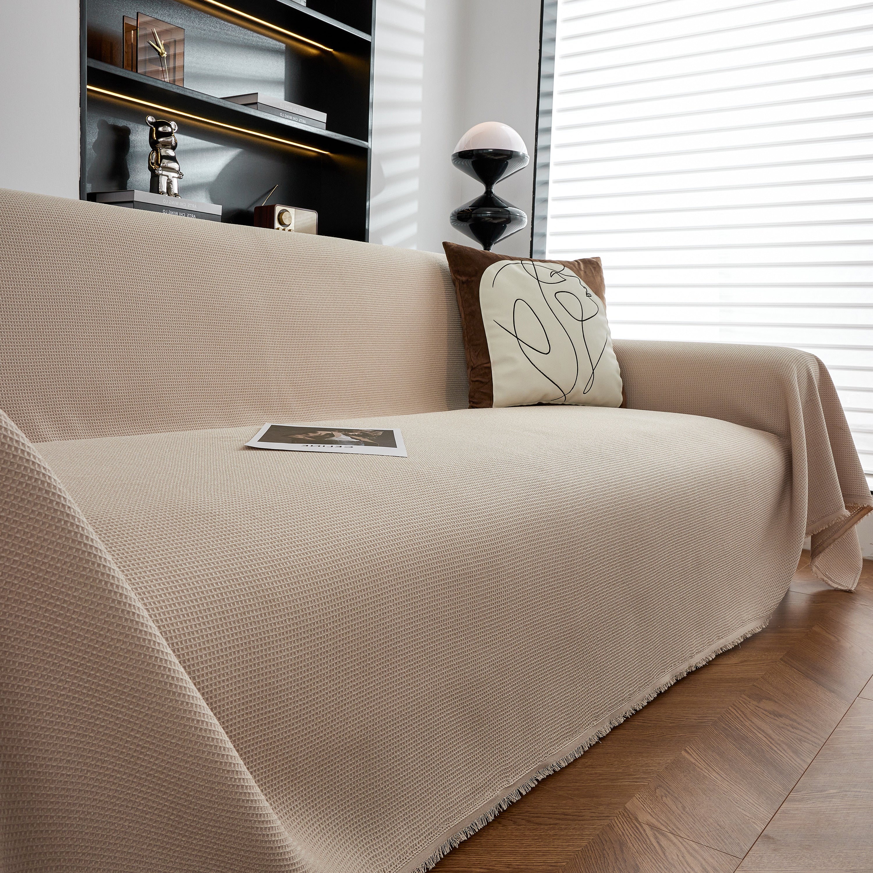 Waterproof Waffle Lattice Sofa Throw, Sofa Towel Cover for Couches, Simple Sofa Cover Blanket - Image 44