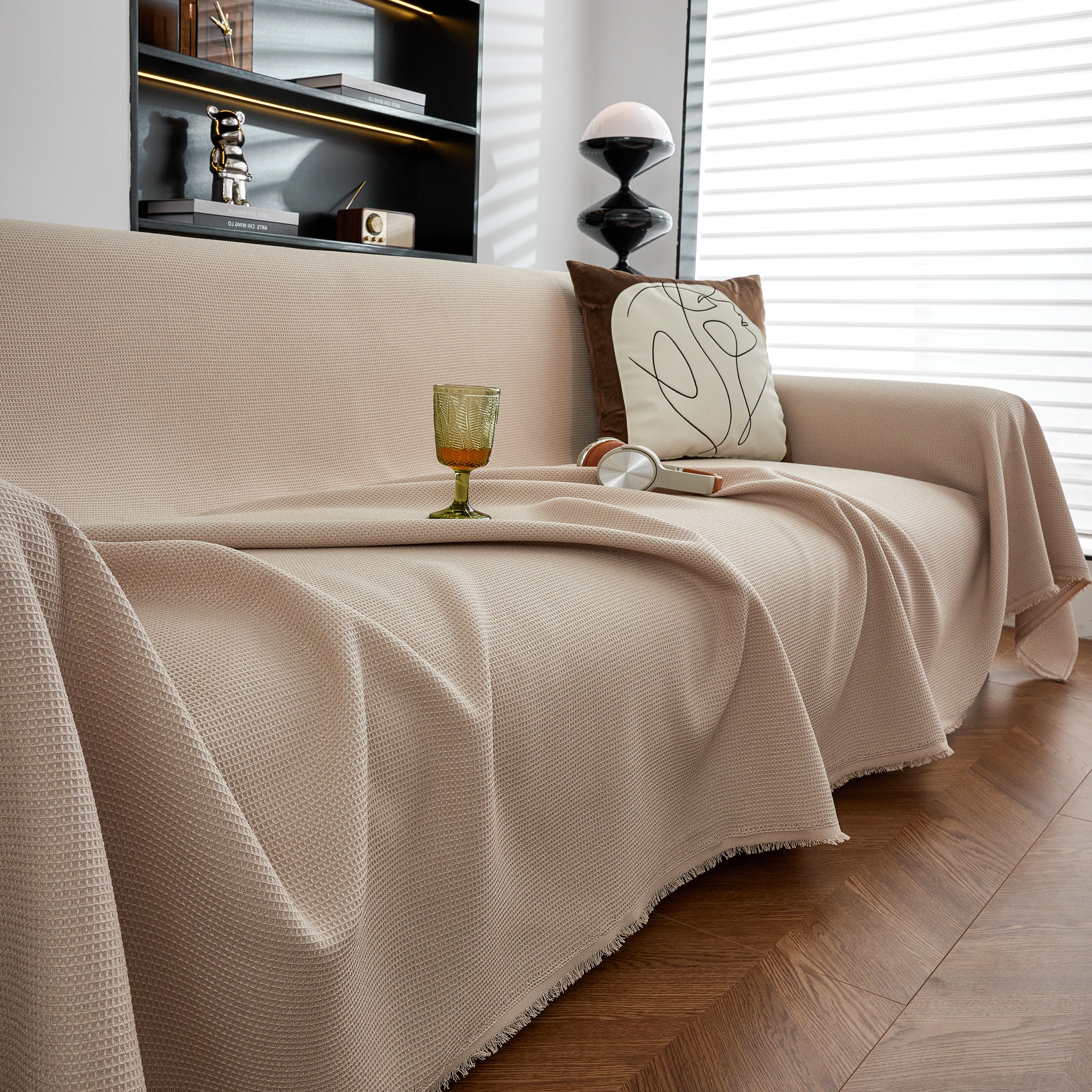 Waterproof Waffle Lattice Sofa Throw, Sofa Towel Cover for Couches, Simple Sofa Cover Blanket - Image 46