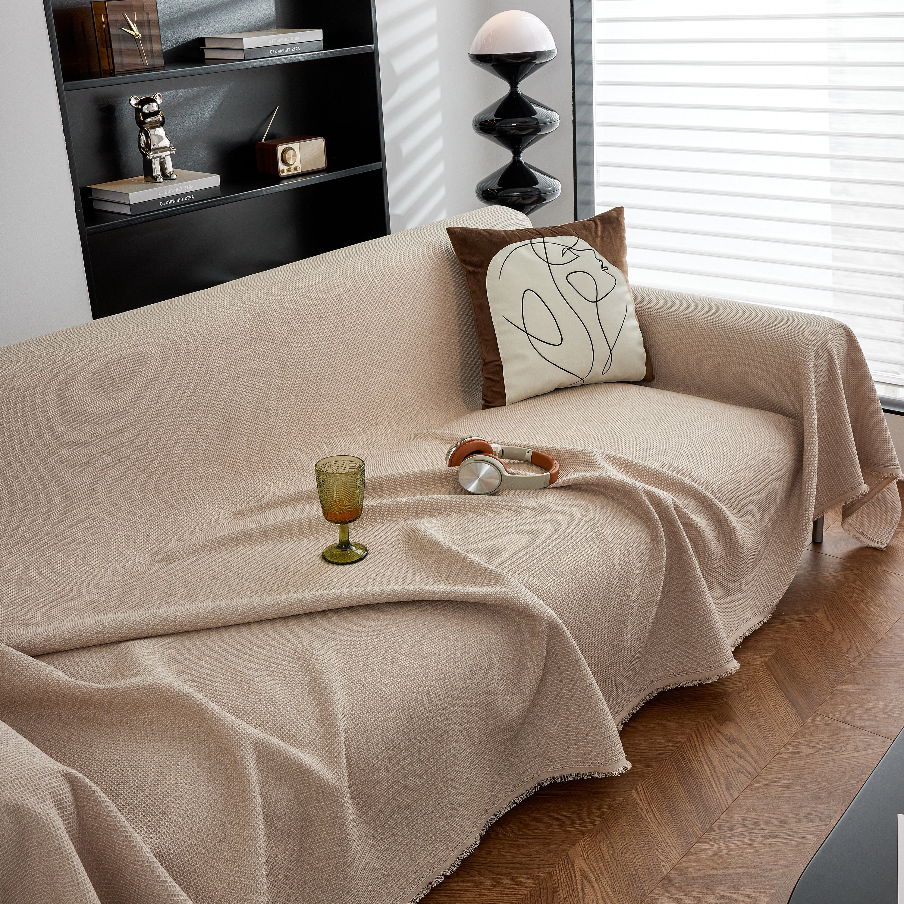 Waterproof Waffle Lattice Sofa Throw, Sofa Towel Cover for Couches, Simple Sofa Cover Blanket - Image 47