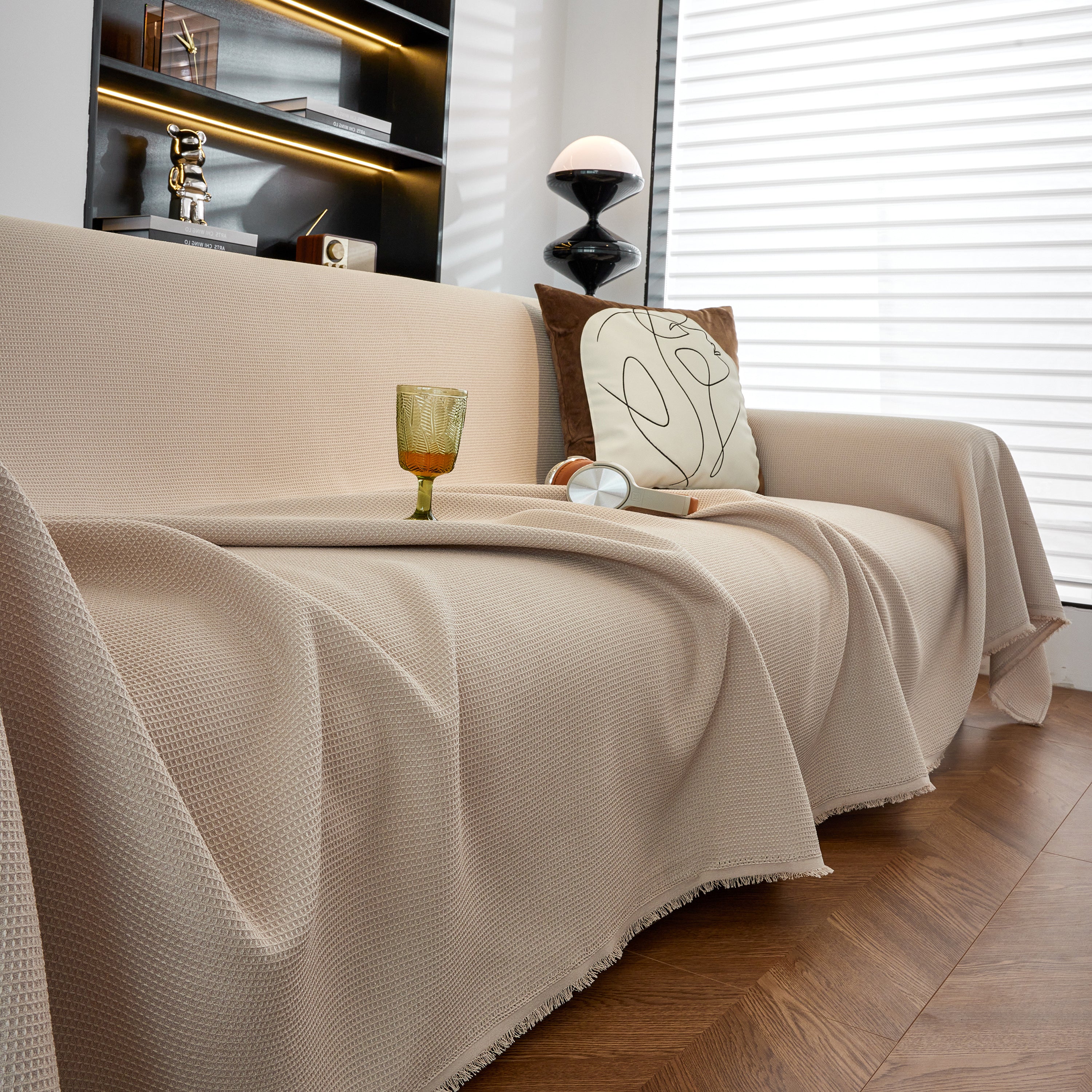 Waterproof Waffle Lattice Sofa Throw, Sofa Towel Cover for Couches, Simple Sofa Cover Blanket - Image 51