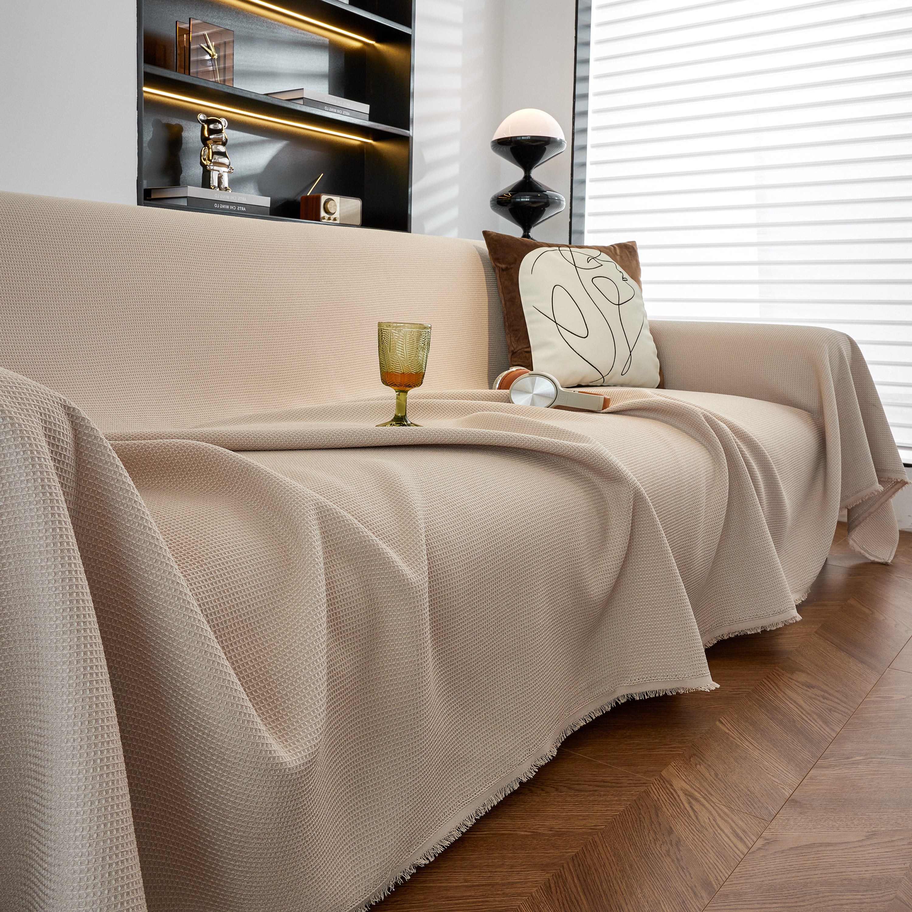 Waterproof Waffle Lattice Sofa Throw, Sofa Towel Cover for Couches, Simple Sofa Cover Blanket - Image 52