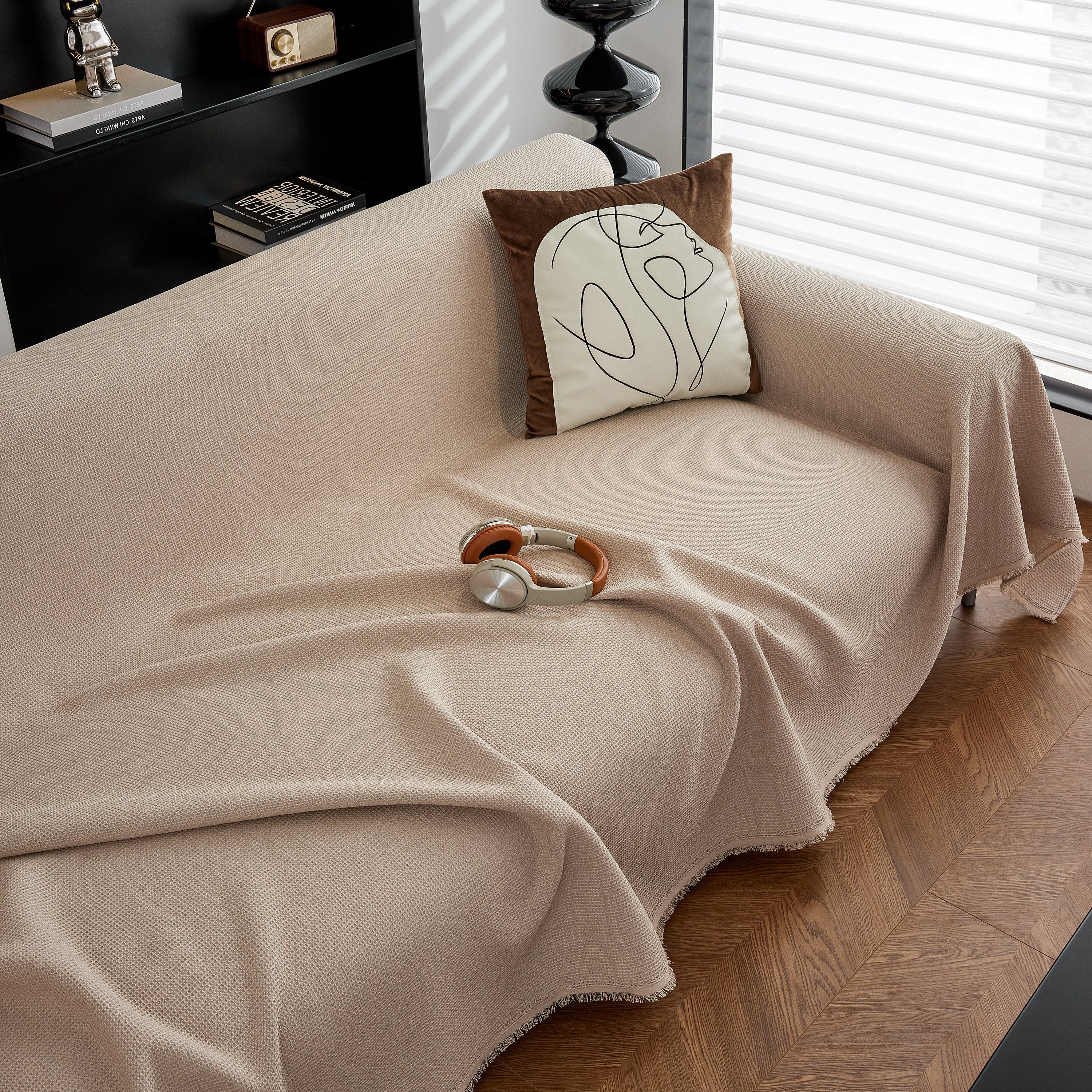 Waterproof Waffle Lattice Sofa Throw, Sofa Towel Cover for Couches, Simple Sofa Cover Blanket - Image 54