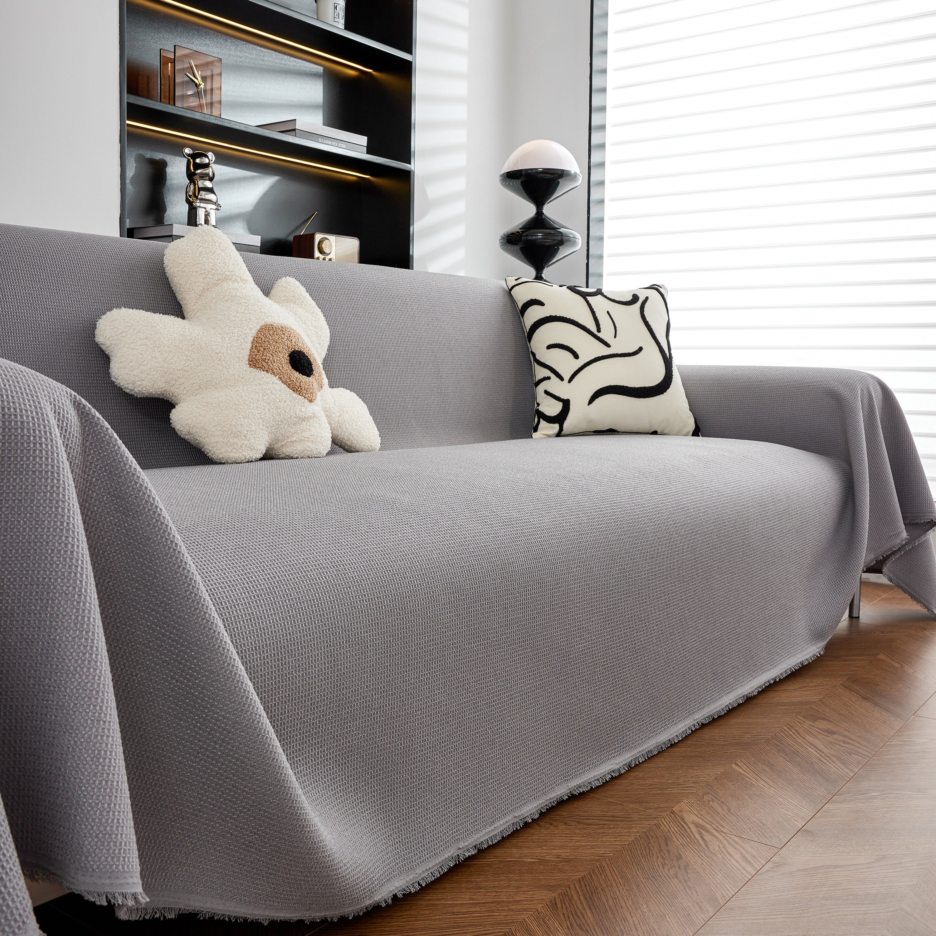 Waterproof Waffle Lattice Sofa Throw, Sofa Towel Cover for Couches, Simple Sofa Cover Blanket - Image 73