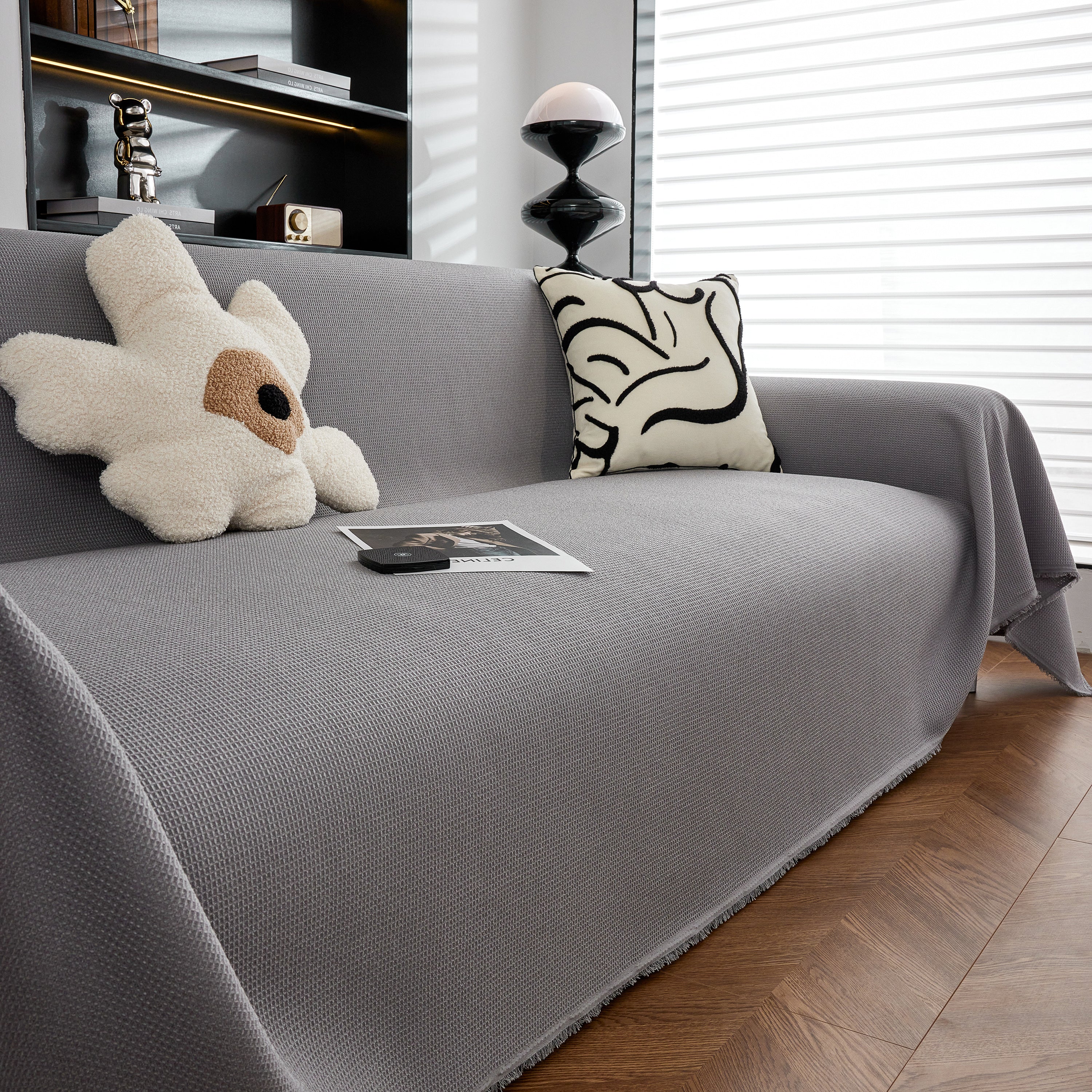 Waterproof Waffle Lattice Sofa Throw, Sofa Towel Cover for Couches, Simple Sofa Cover Blanket - Image 75