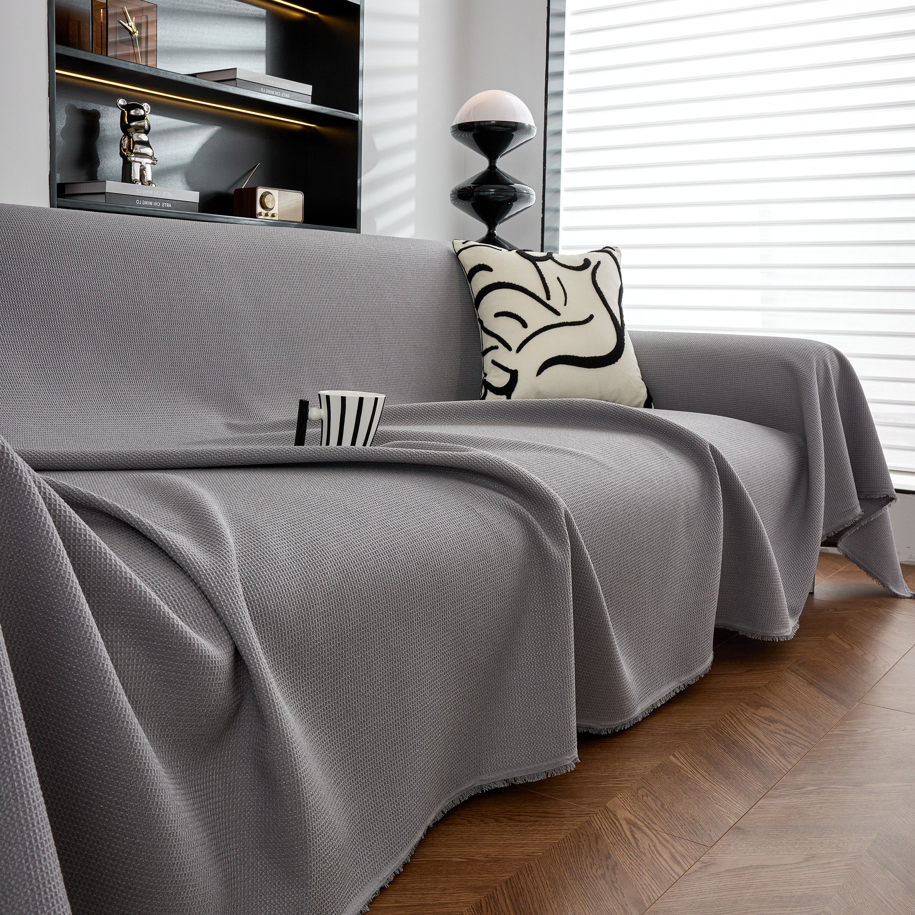Waterproof Waffle Lattice Sofa Throw, Sofa Towel Cover for Couches, Simple Sofa Cover Blanket - Image 76